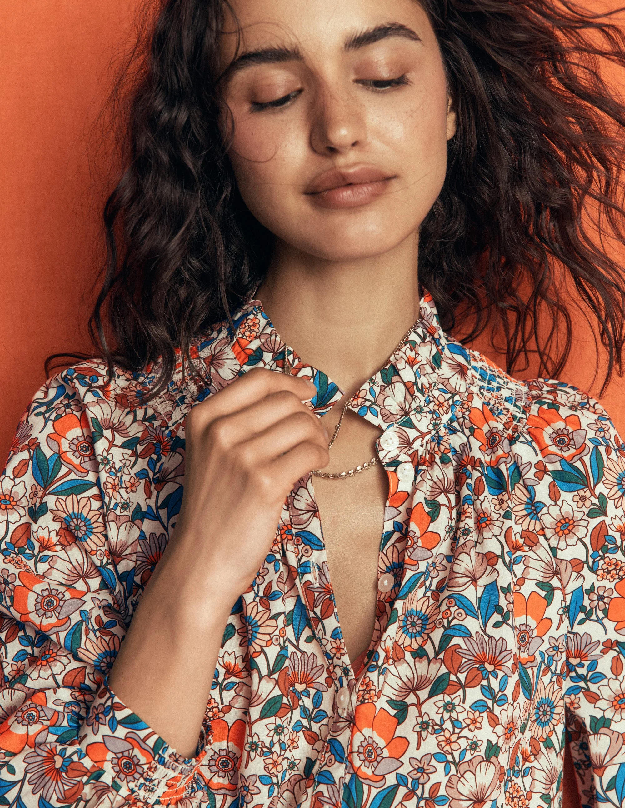 Erica Cotton Frill Top-Multi, Autumn Floral - Image 2
