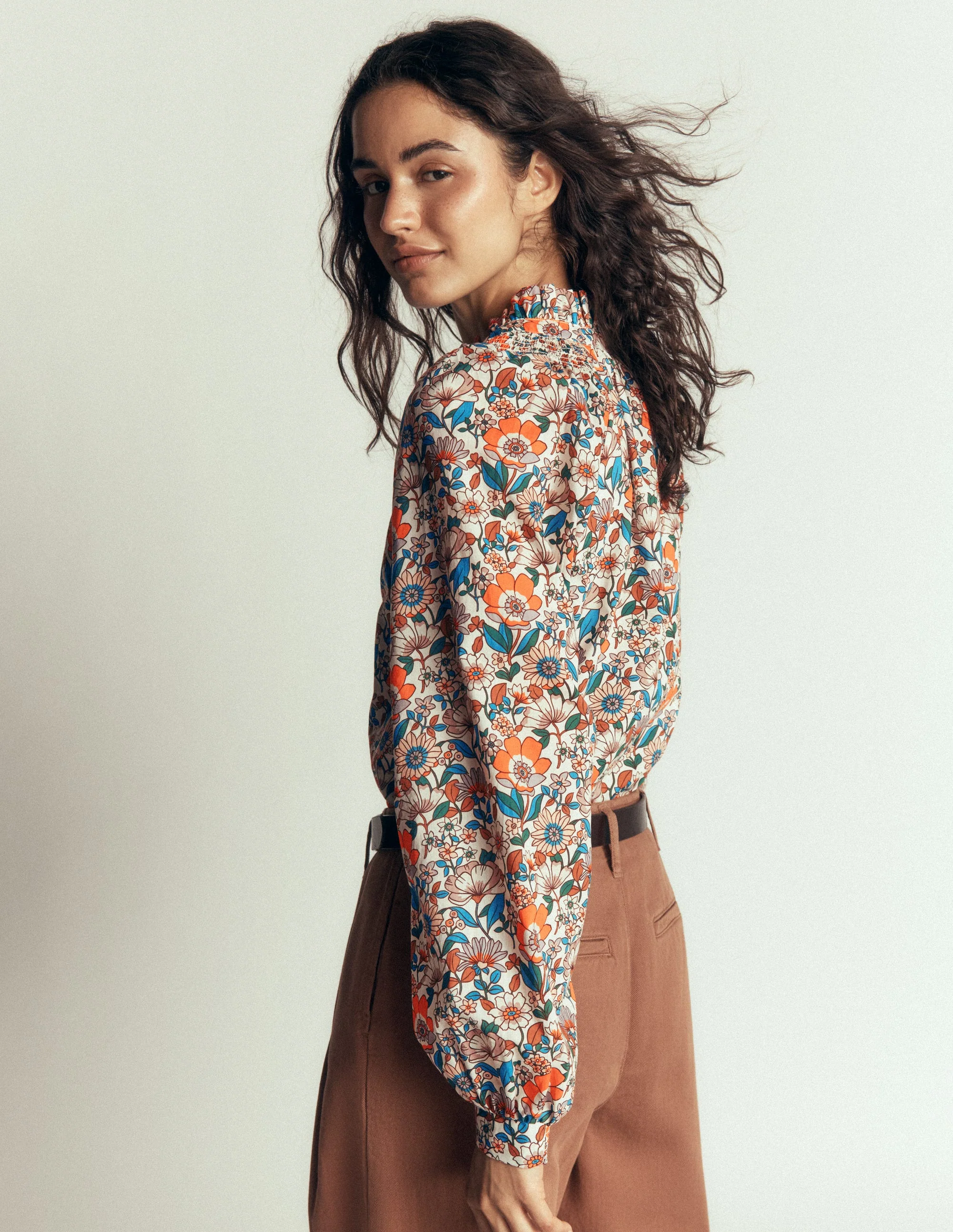 Erica Cotton Frill Top-Multi, Autumn Floral - Image 3