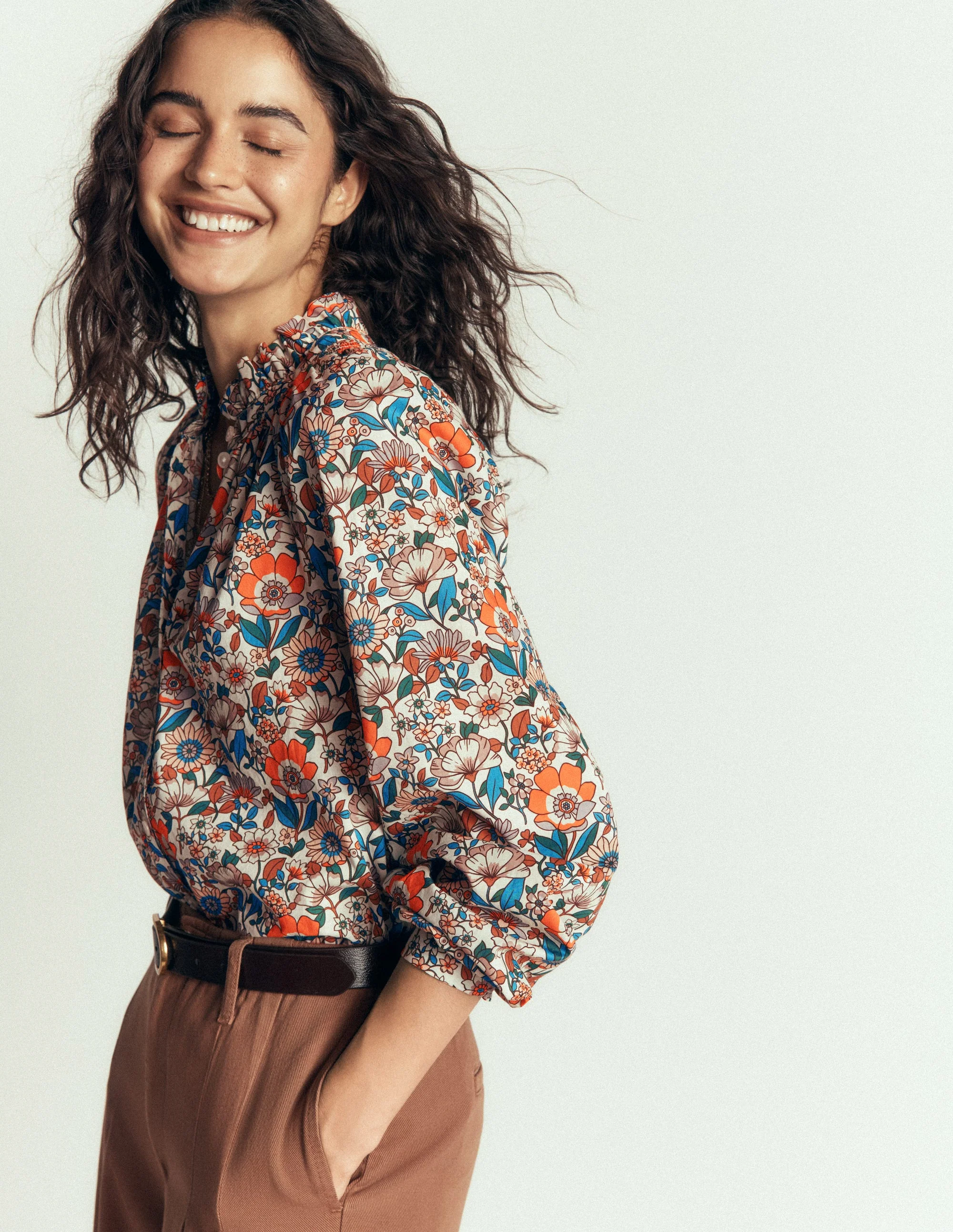 Erica Cotton Frill Top-Multi, Autumn Floral - Image 6
