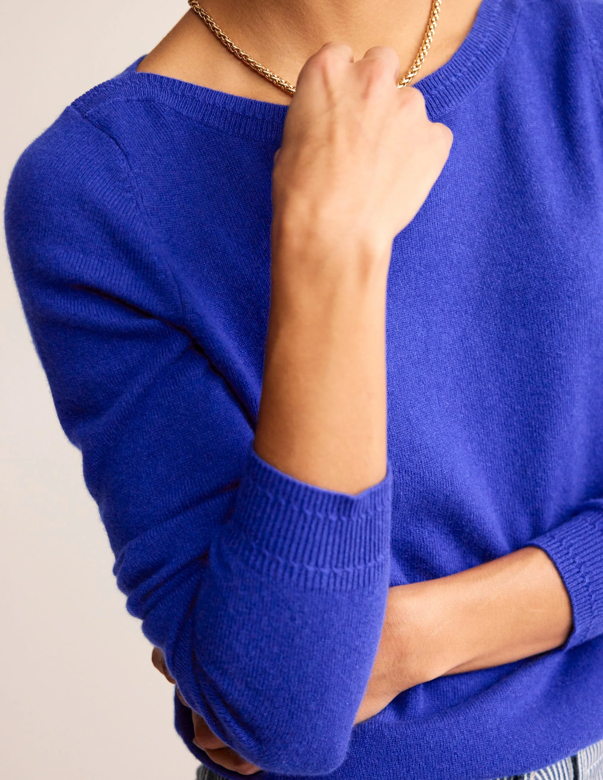 Eva Cashmere Boat Neck Sweater-Bright Blue - Image 2