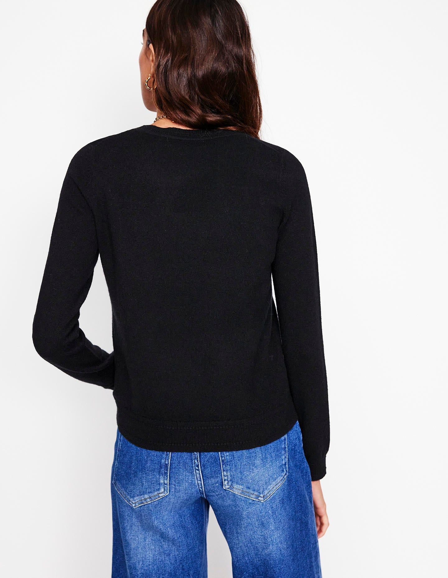 Eva Cashmere Crew Neck Sweater-Black - Image 3