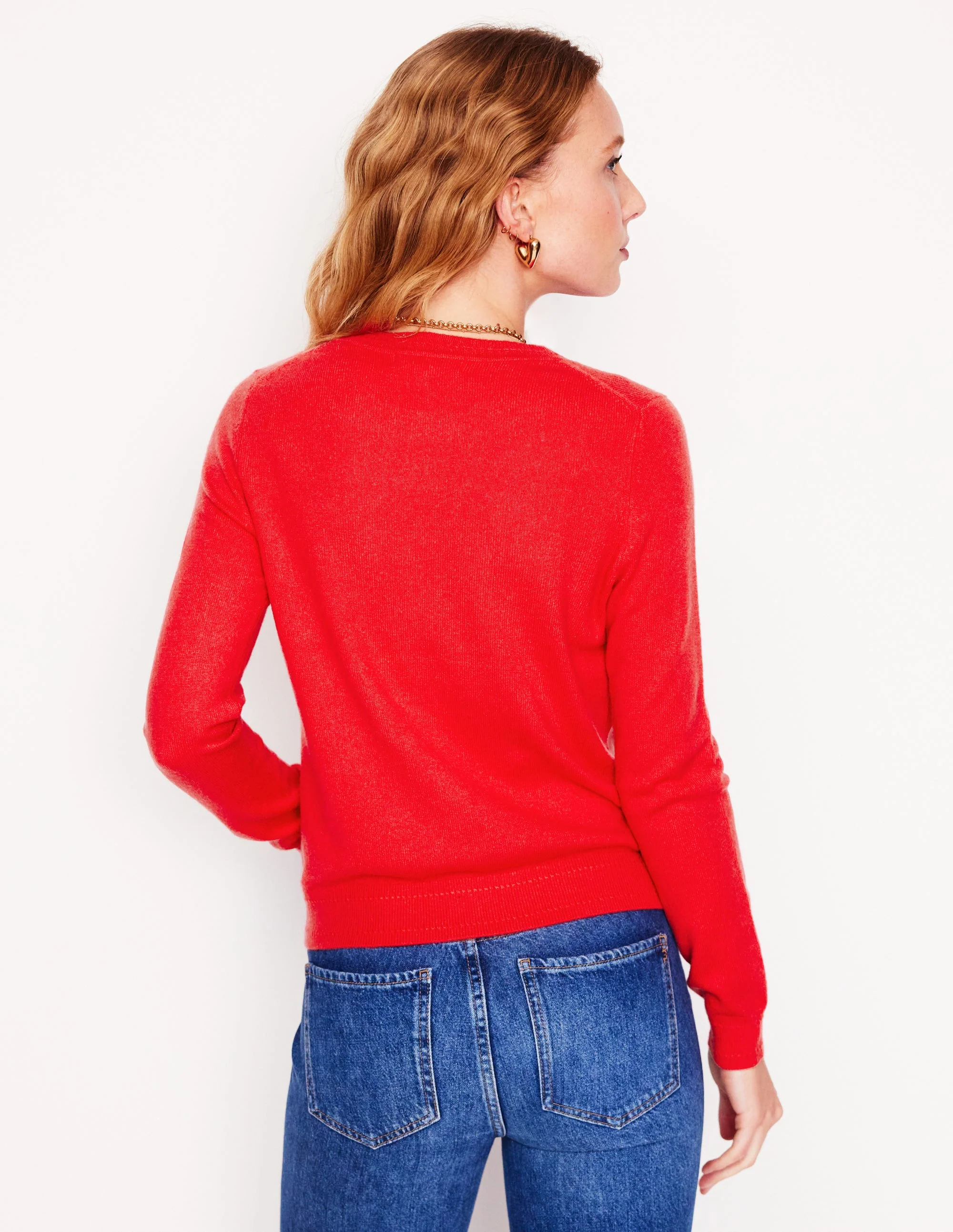 Eva Cashmere Crew Neck Sweater-Strawberry Tart Red - Image 3