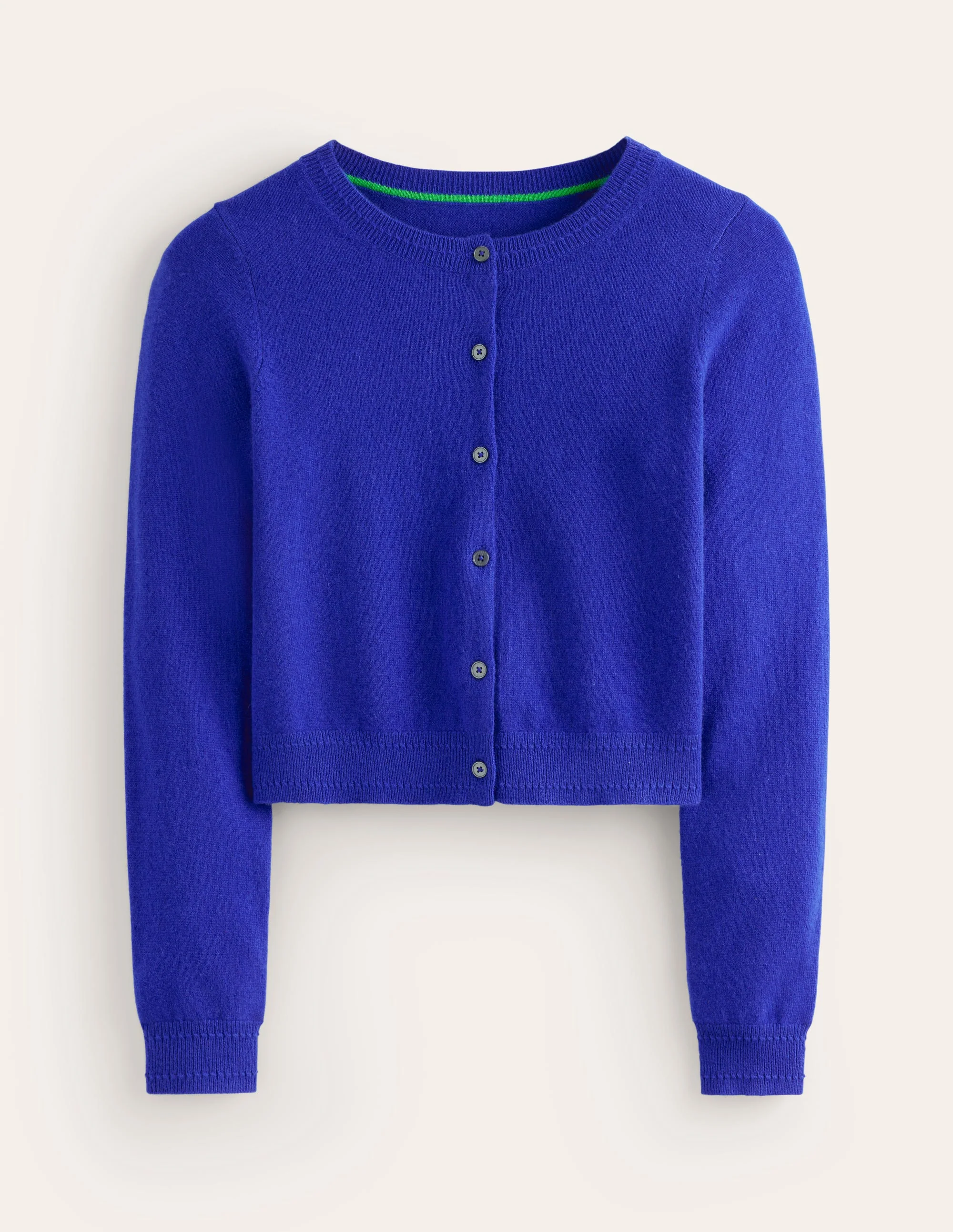 Eva Cashmere Cropped Cardigan-Bright Blue - Image 5