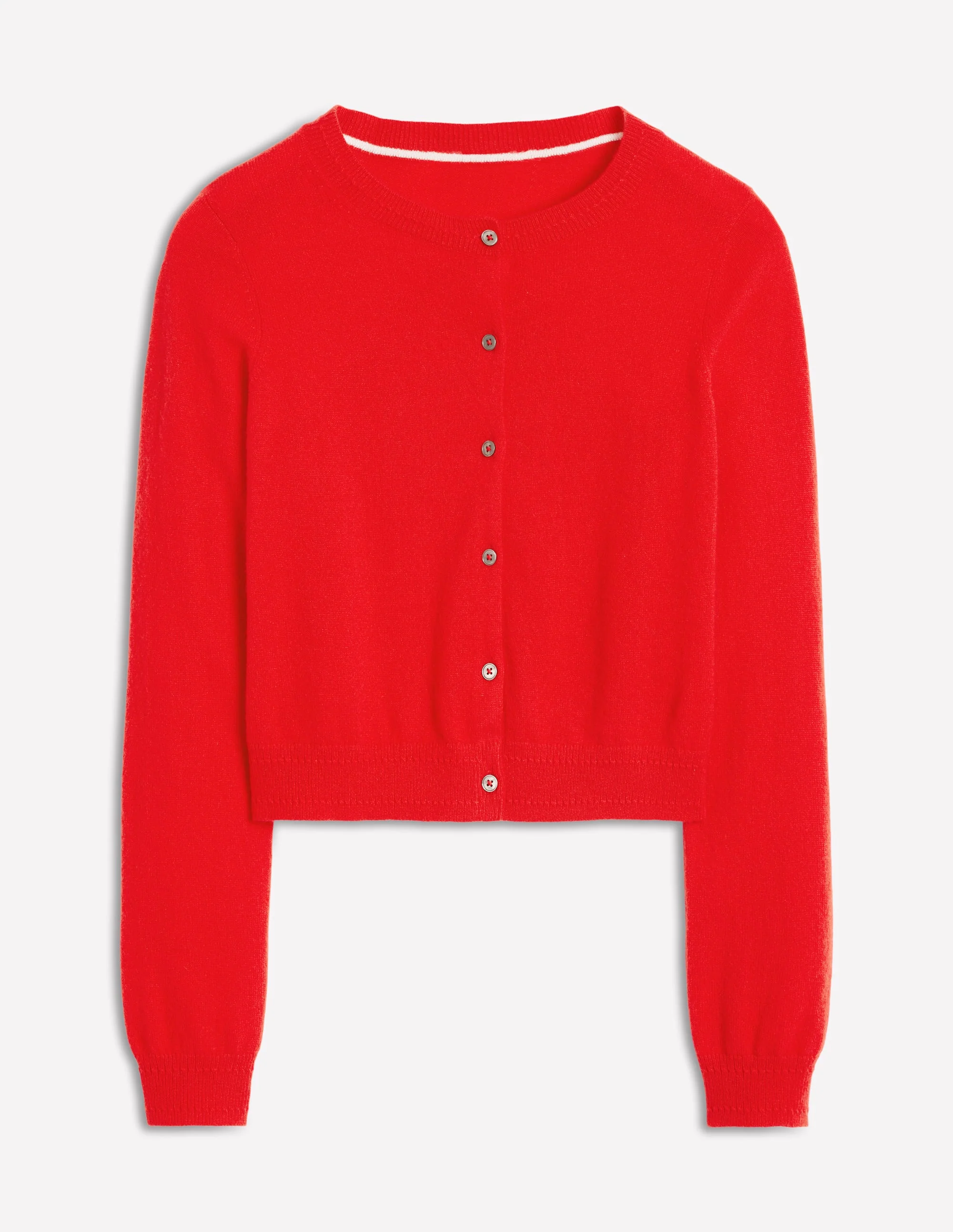 Eva Cashmere Cropped Cardigan-Poppy Red - Image 5