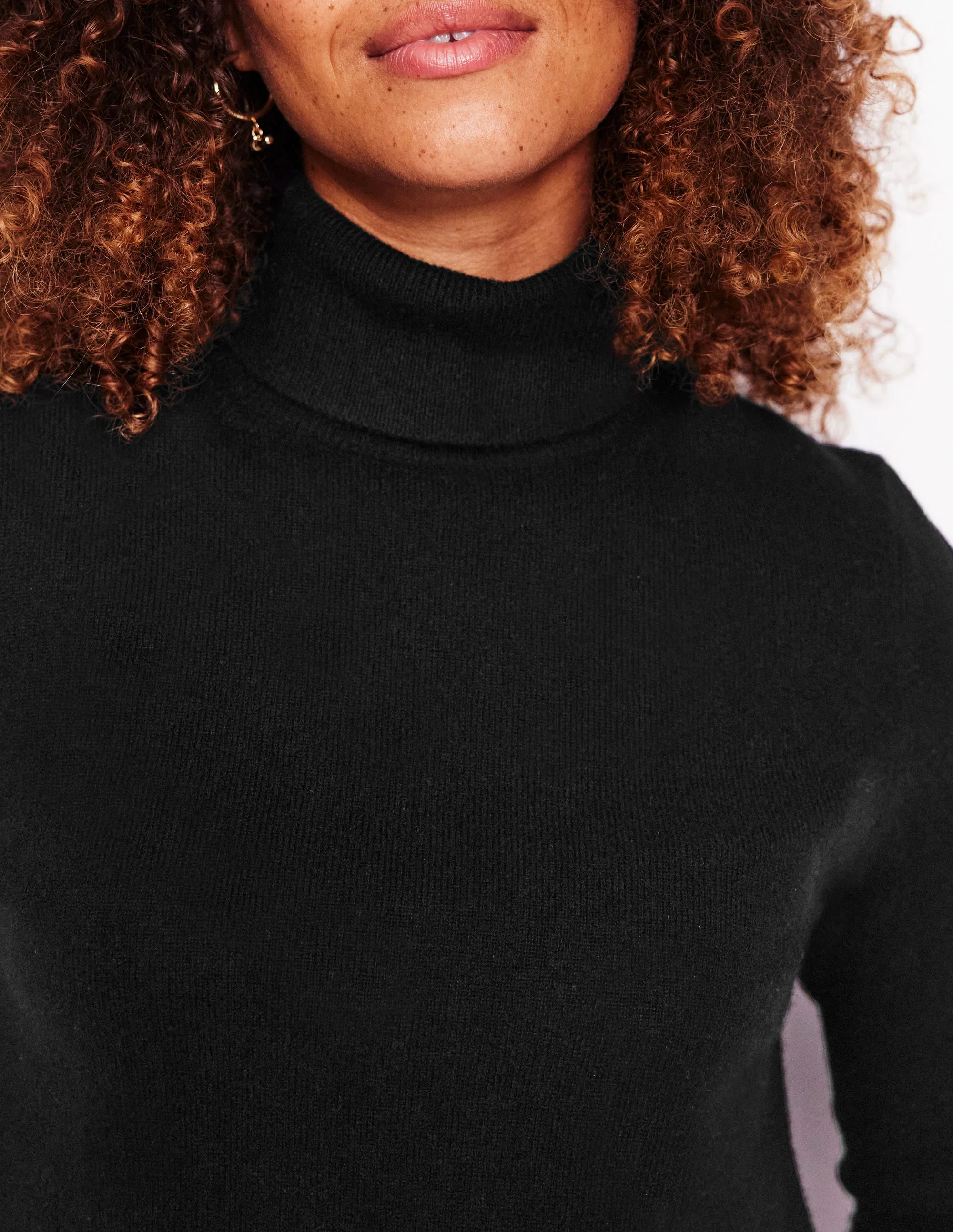 Eva Cashmere Roll Neck Sweater-Dark Black - Image 2