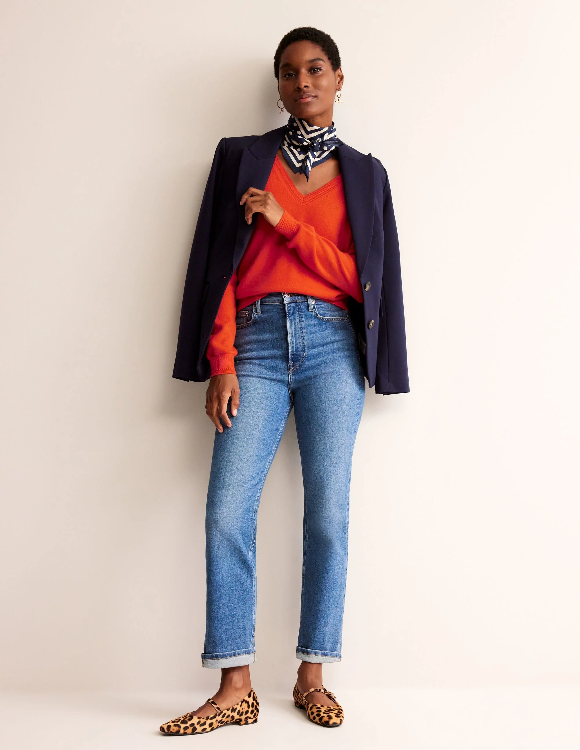 Eva Cashmere V-Neck Sweater-Fiesta Orange - Image 4