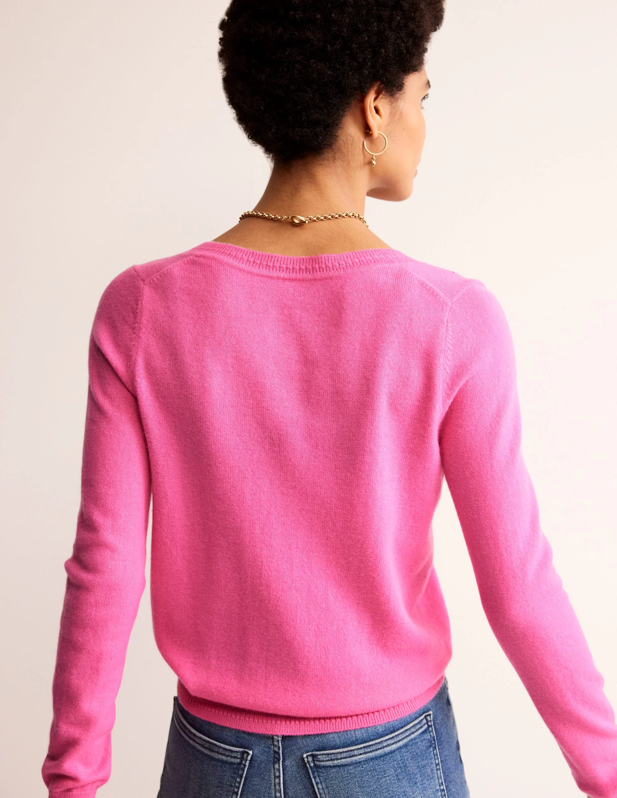 Eva Cashmere V-Neck Sweater-Sangria Sunset - Image 4