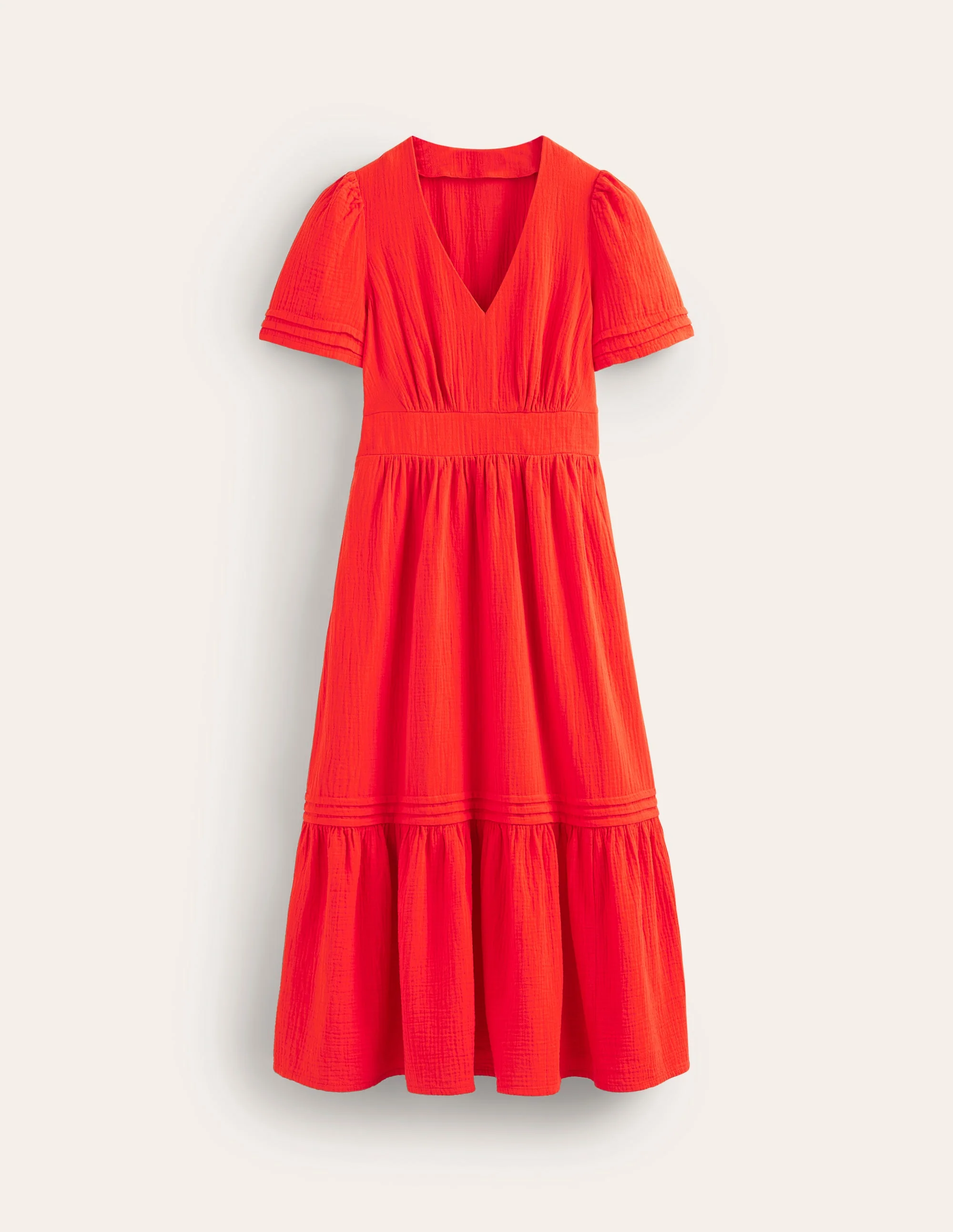 Eve Double Cloth Midi Dress-Flame Scarlet - Image 6