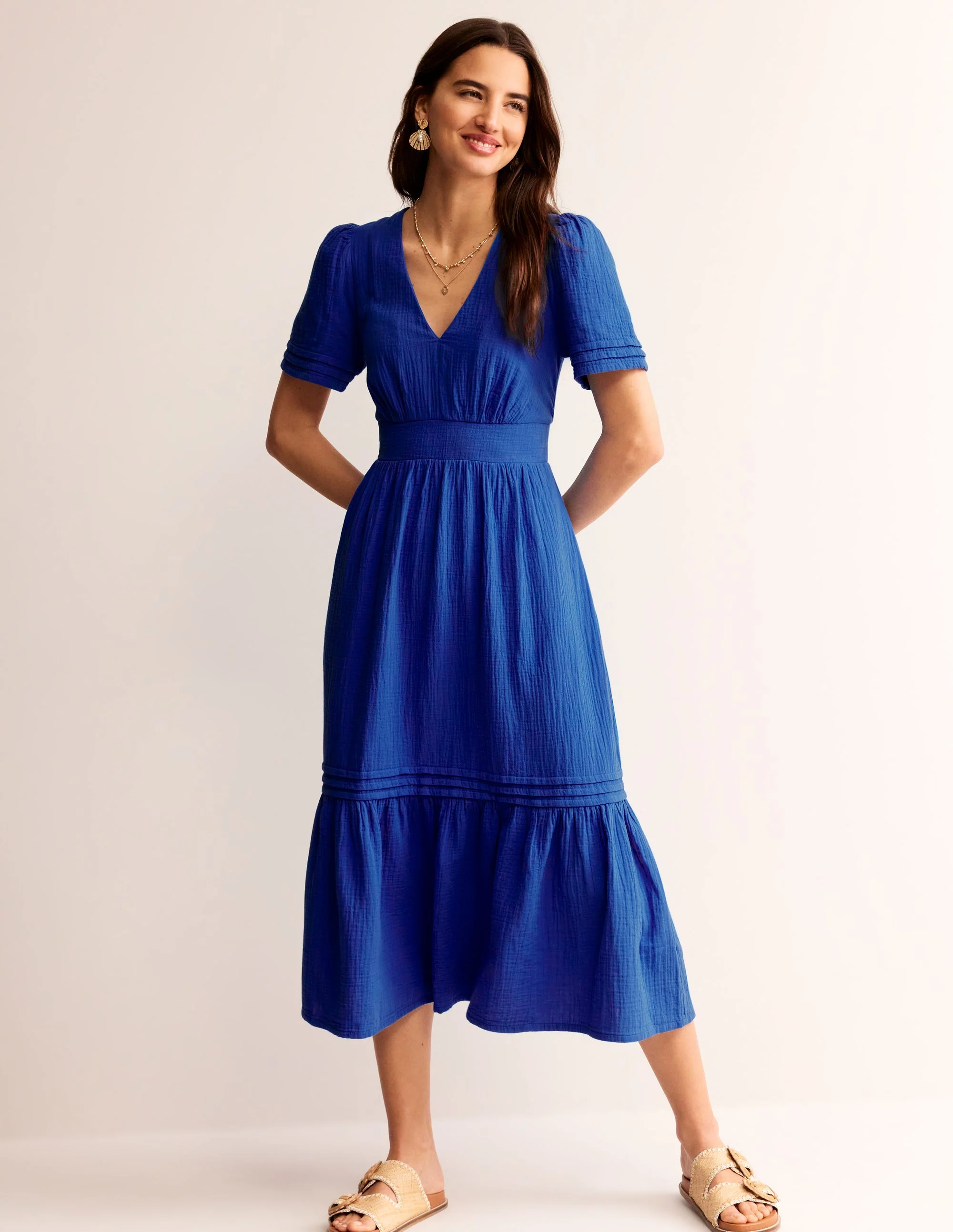 Eve Double Cloth Midi Dress-Indigo Bunting - Image 2