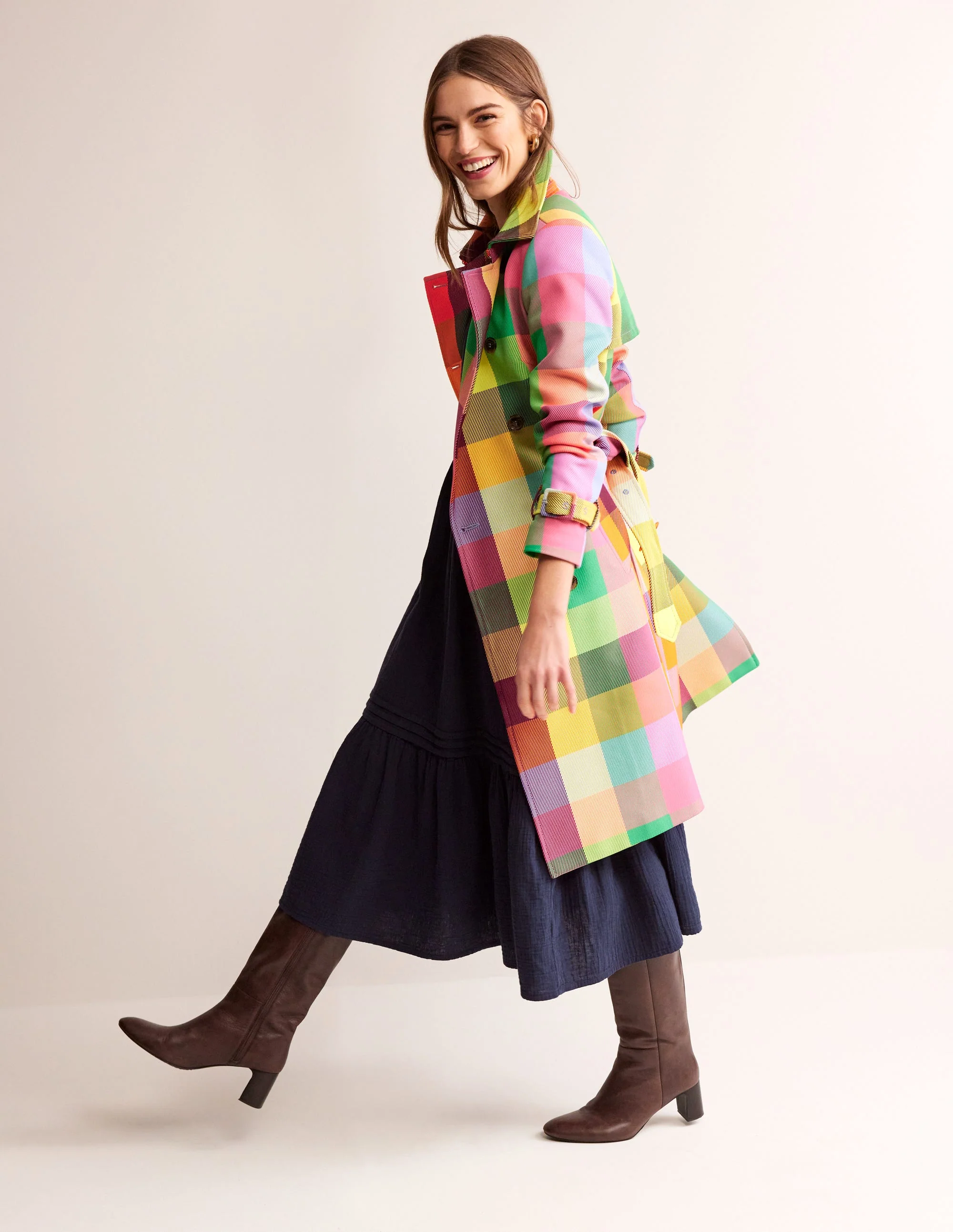 Eve Double Cloth Midi Dress-Navy - Image 6