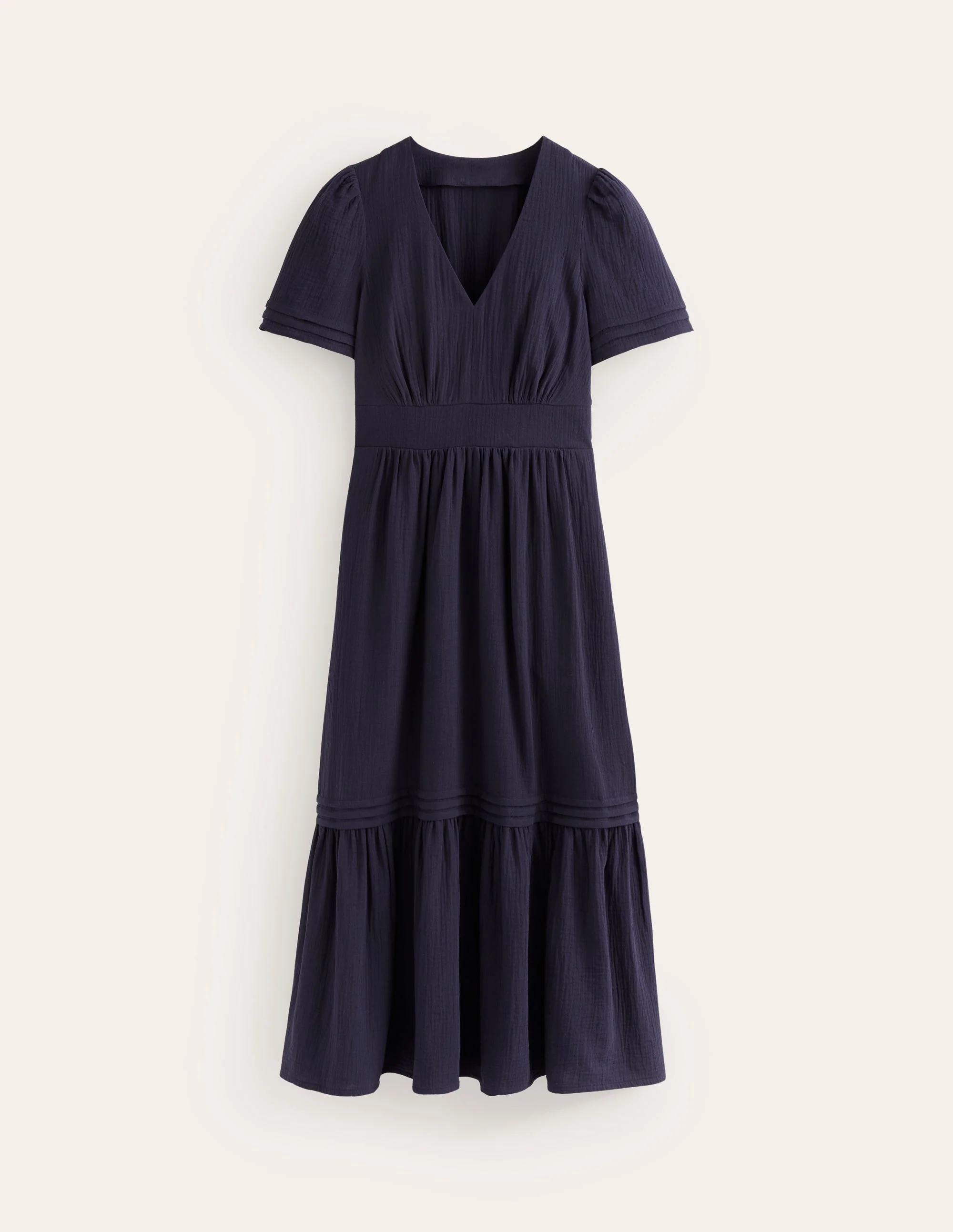 Eve Double Cloth Midi Dress-Navy - Image 9