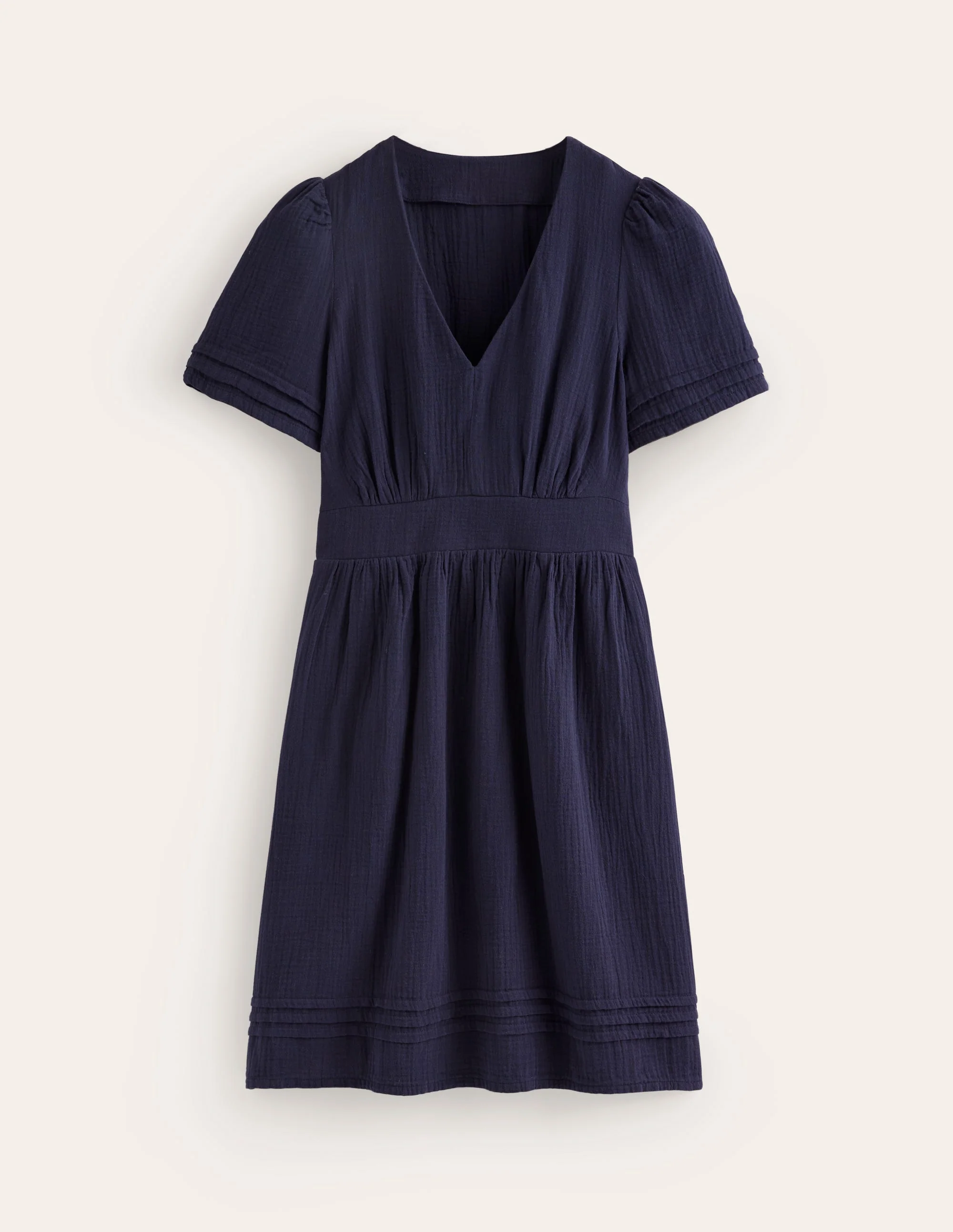 Eve Double Cloth Short Dress-Navy - Image 5