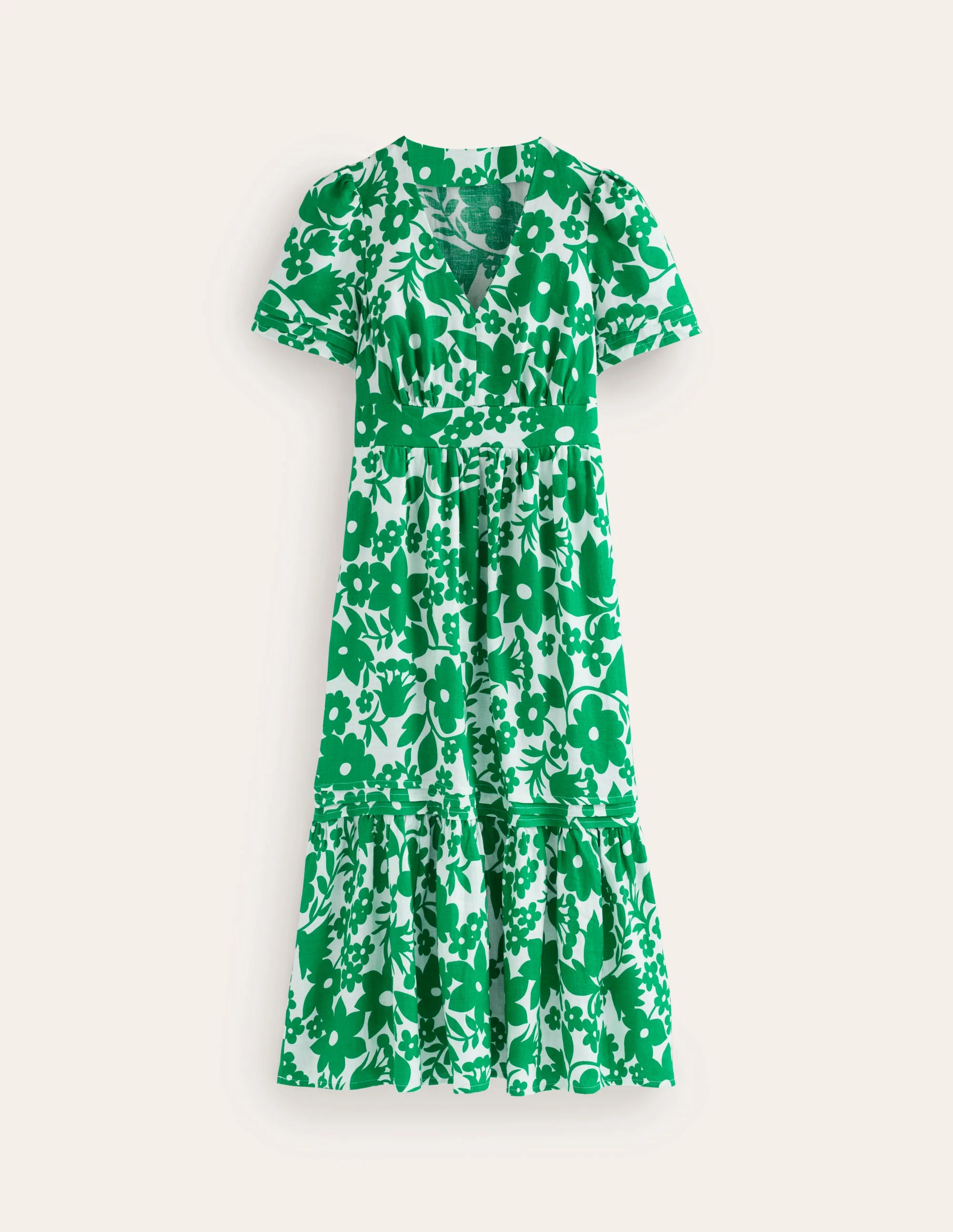 Eve Linen Midi Dress-Green Tambourine, Tulip Garden - Image 6