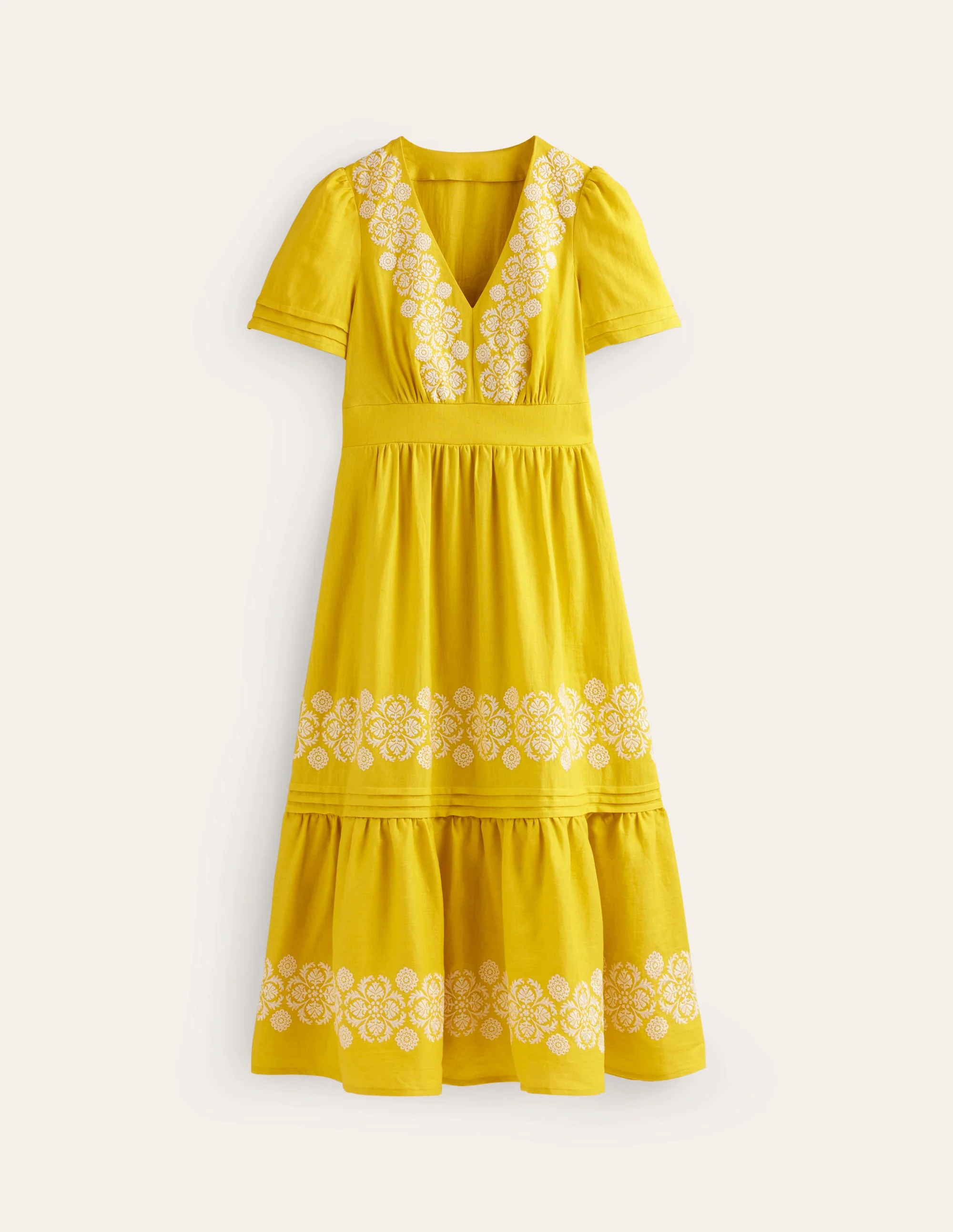 Eve Linen Midi Dress-Passion Fruit Embroidered - Image 8