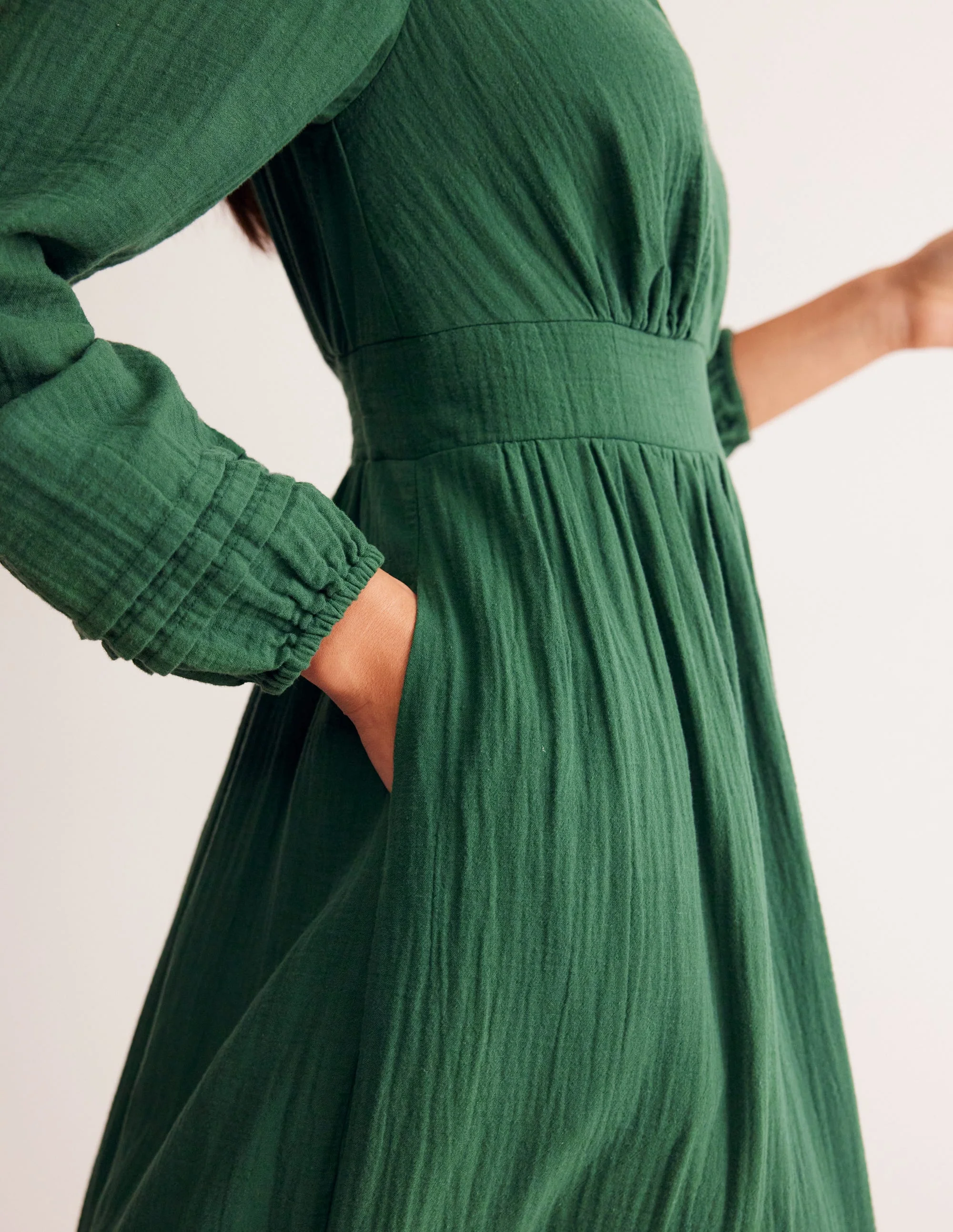 Eve Sleeved Double Cloth Dress-Eden - Image 3