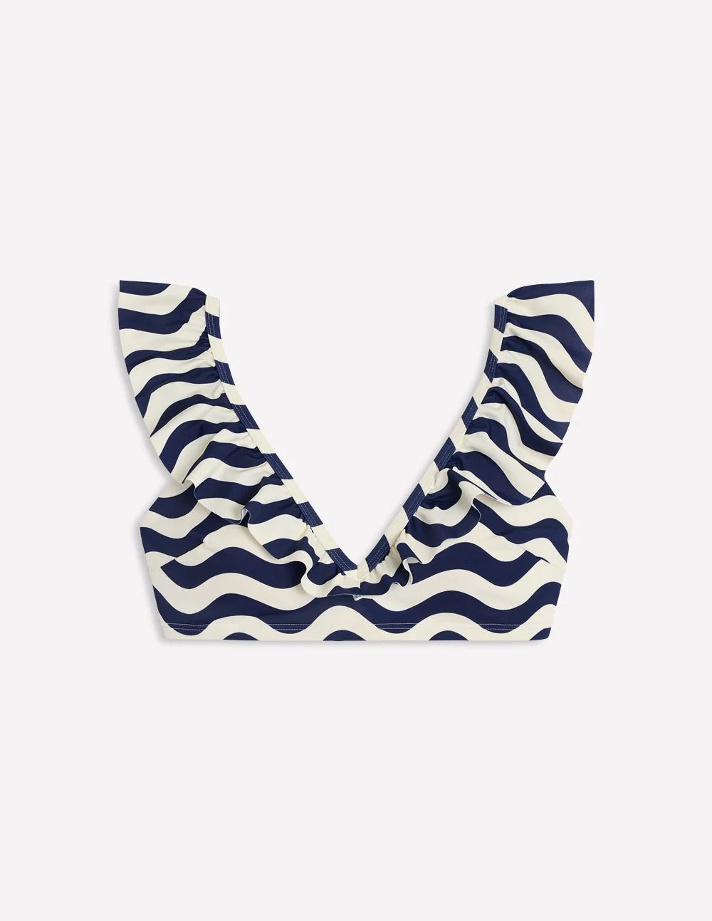 Evia Ruffle Bikini Top-French Navy, Mono Wave - Image 7