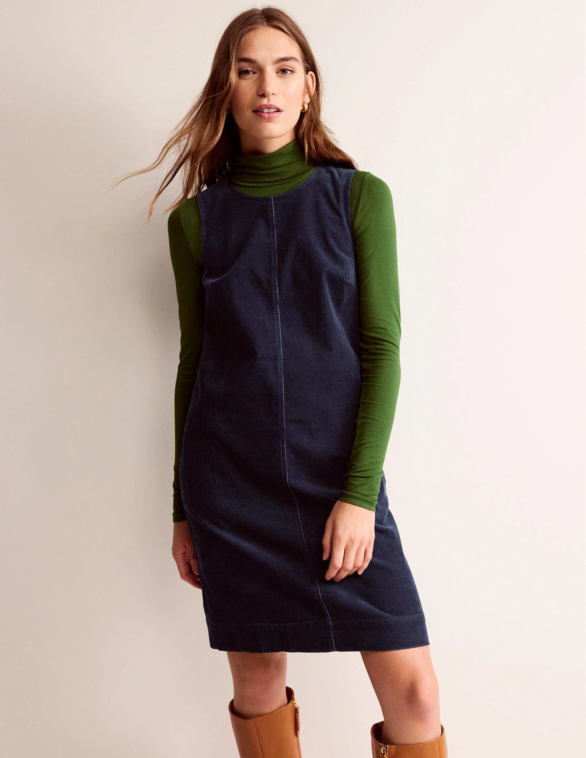Evie Cord Shift Dress-Navy
