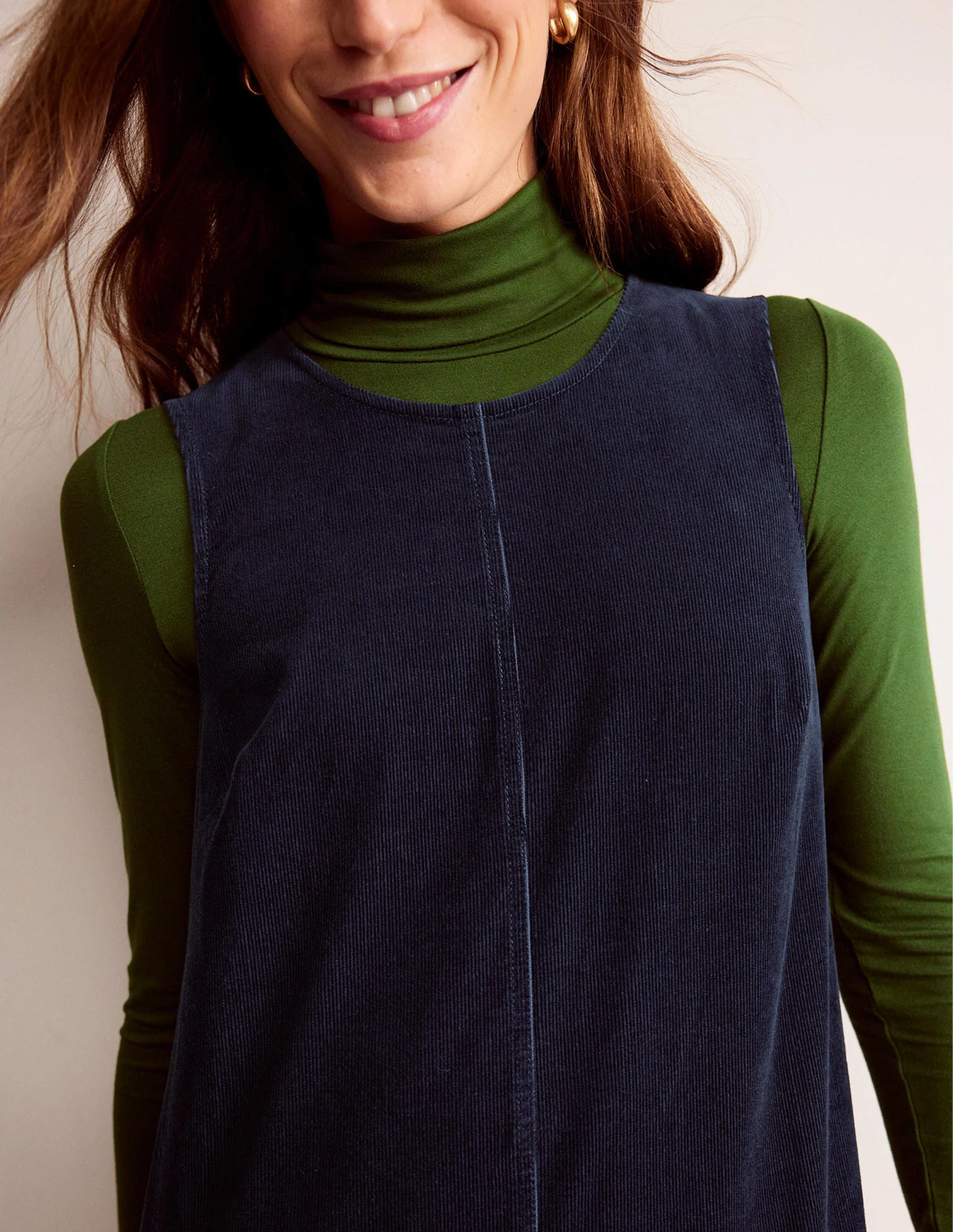 Evie Cord Shift Dress-Navy - Image 2