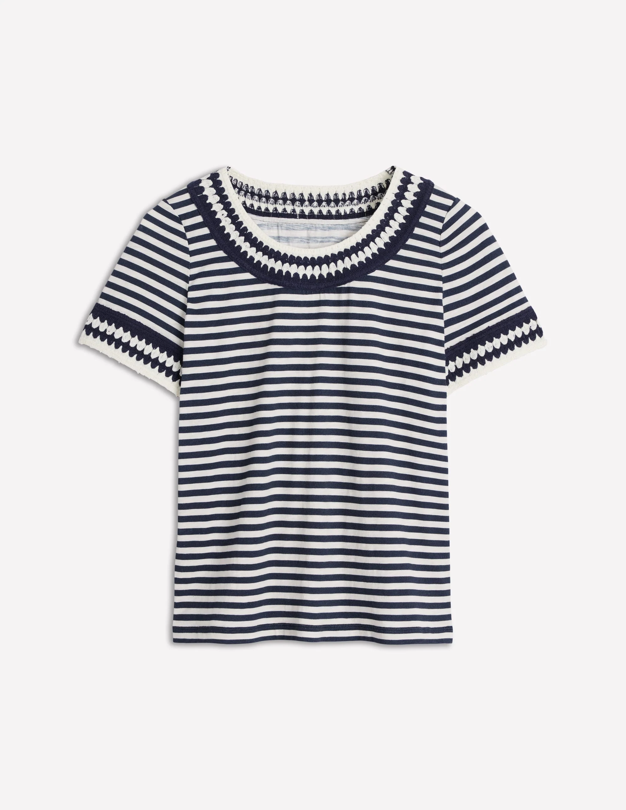 Fae Crochet T-shirt-Ivory, Navy - Image 6