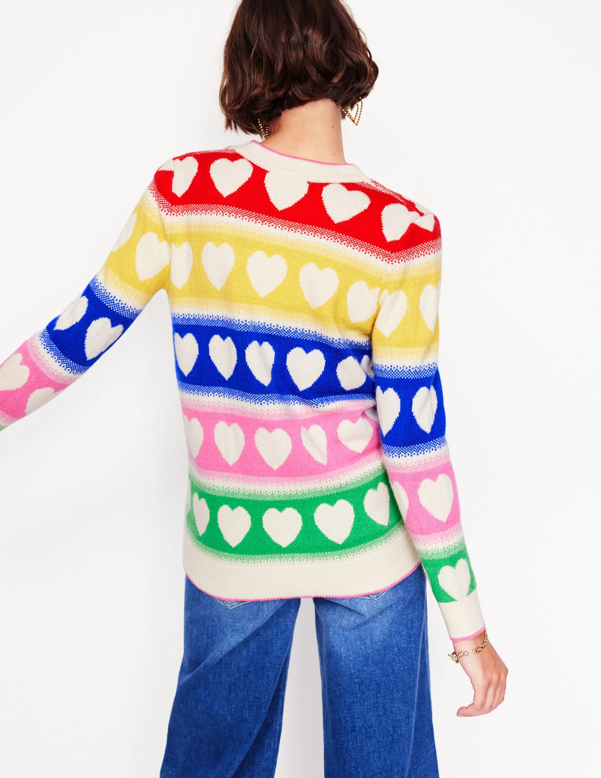 Fair Isle Boyfriend Cardigan-Multi, Hearts - Image 3