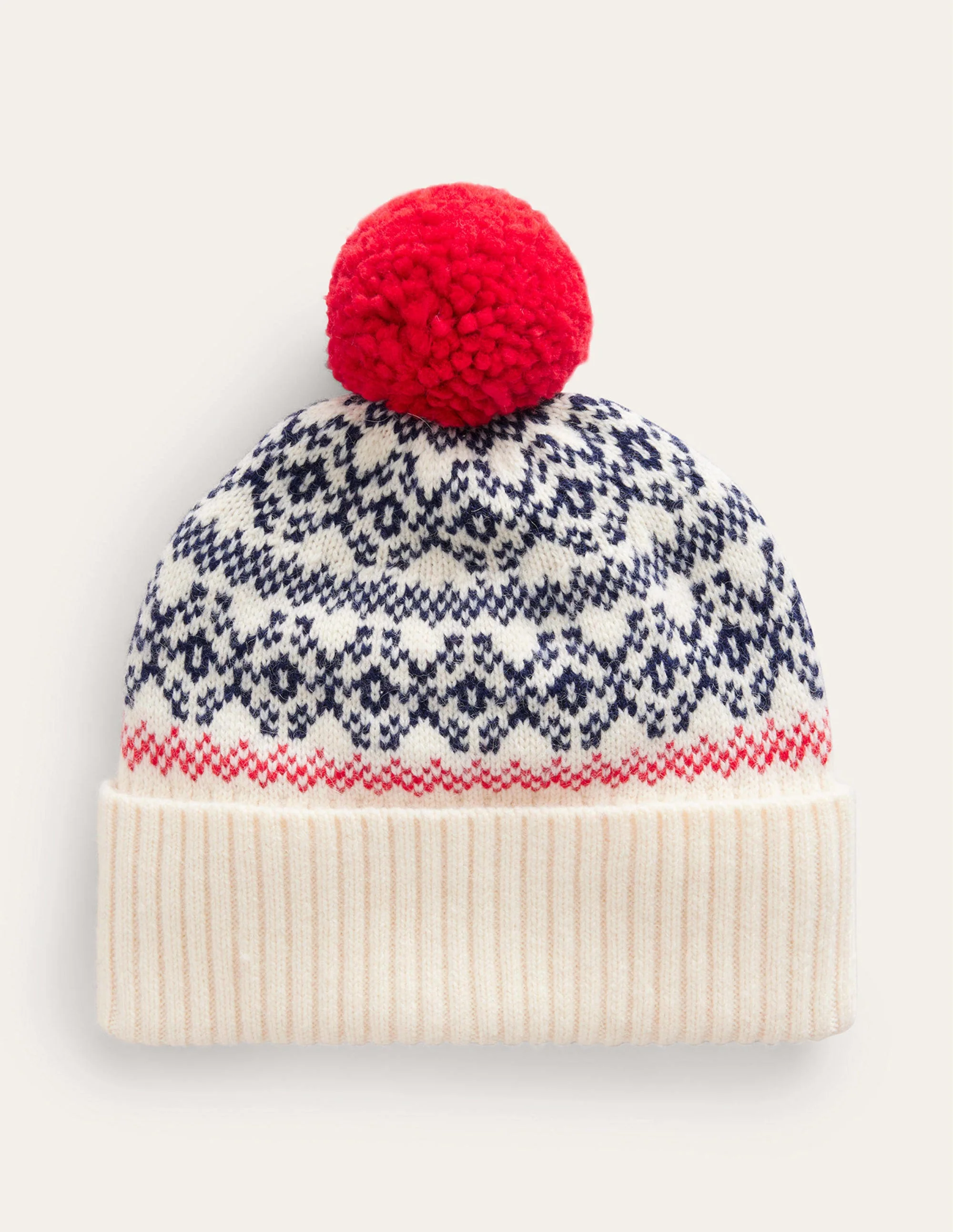 Fair Isle Wool Hat-Navy/ Oatmeal Fairisle - Image 2