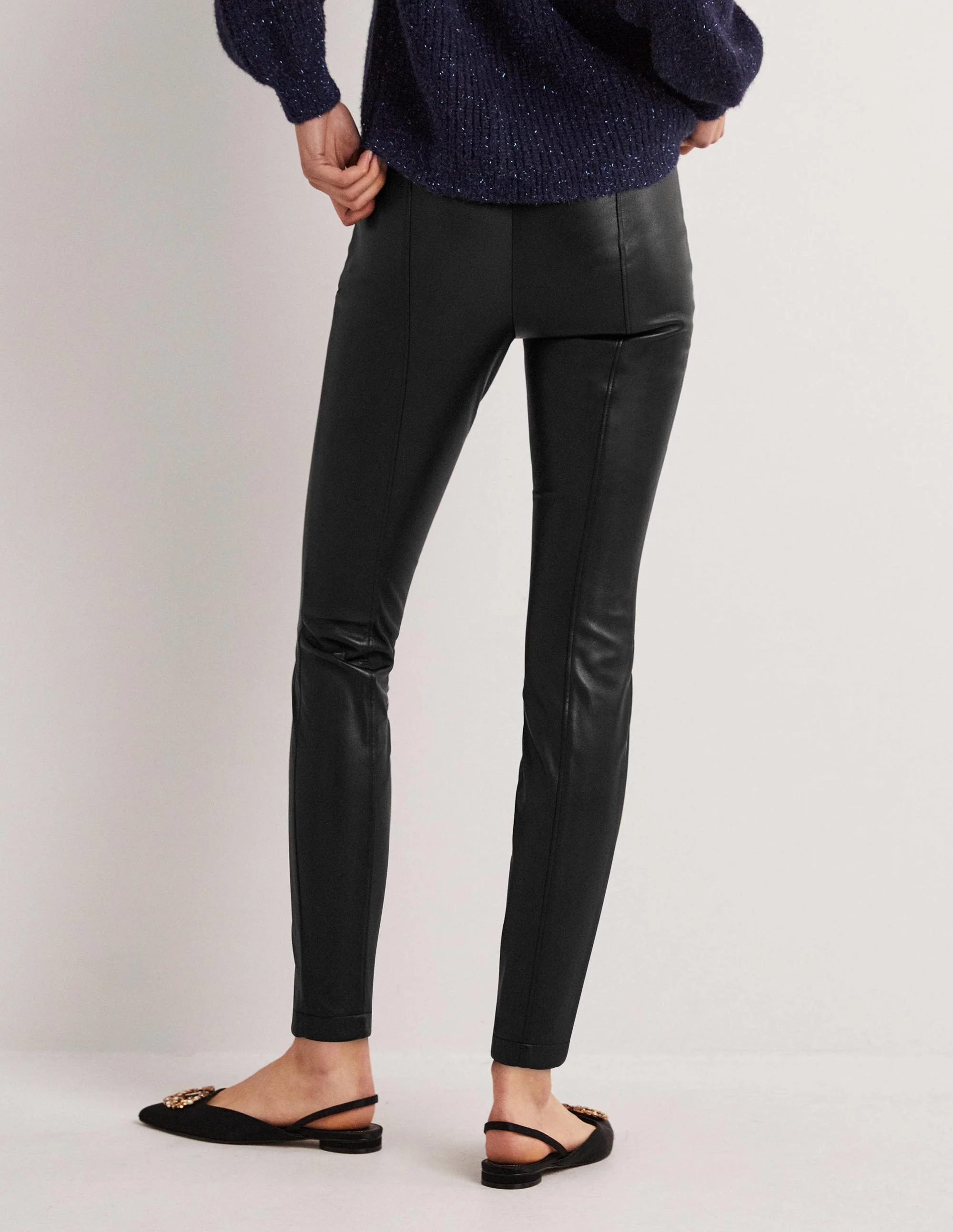 Faux Leather Leggings-Black Faux Leather - Image 3
