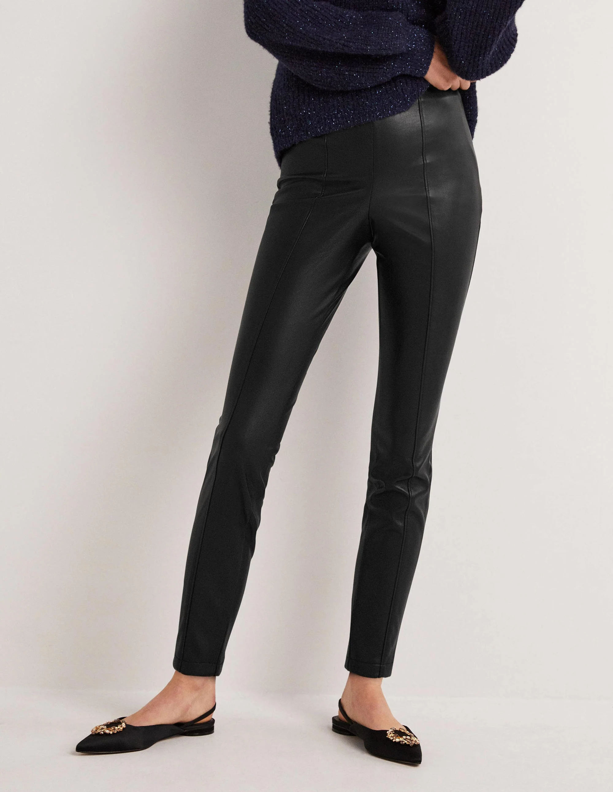 Faux Leather Leggings-Black Faux Leather - Image 4