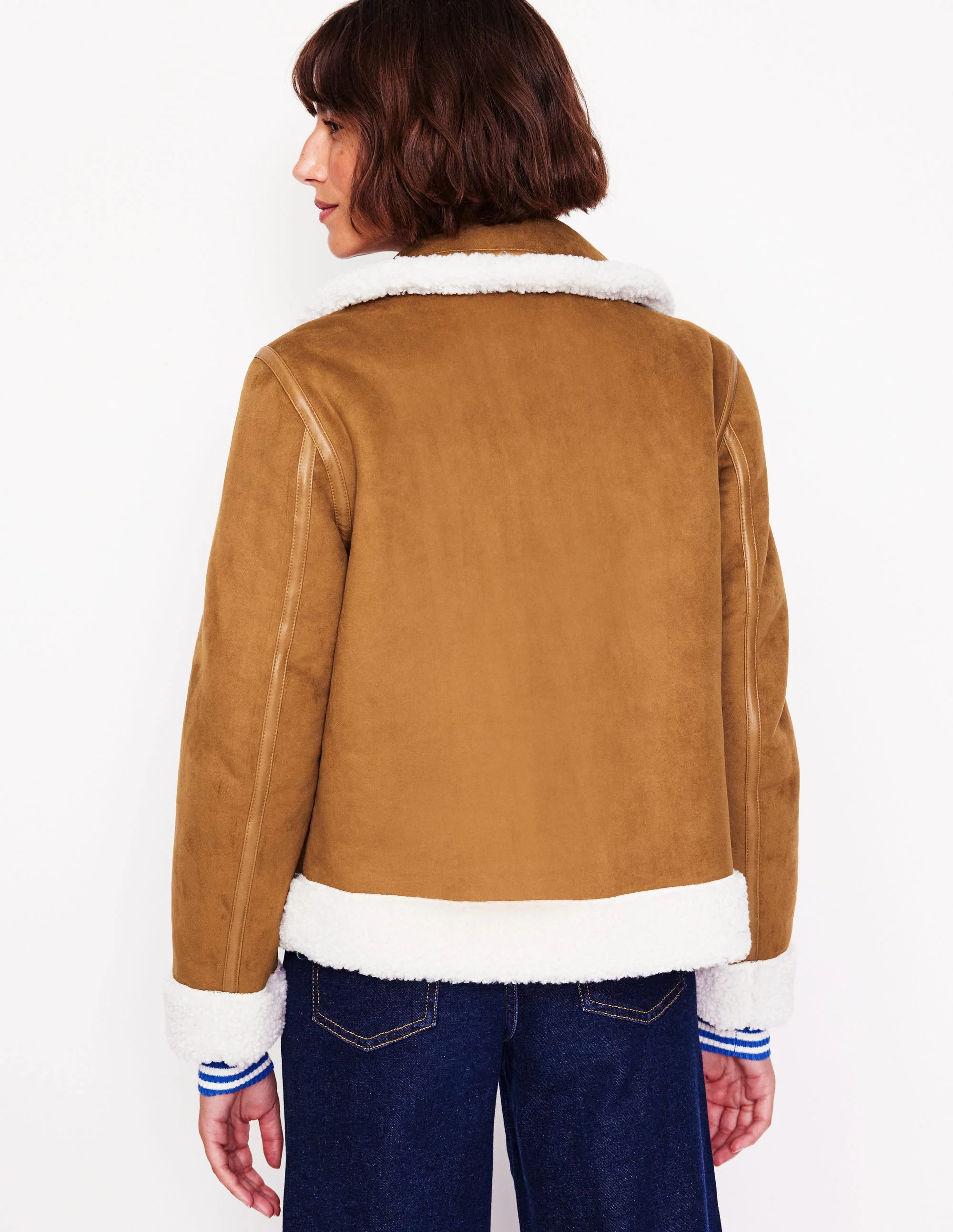 Faux Shearling Jacket-Brown - Image 3