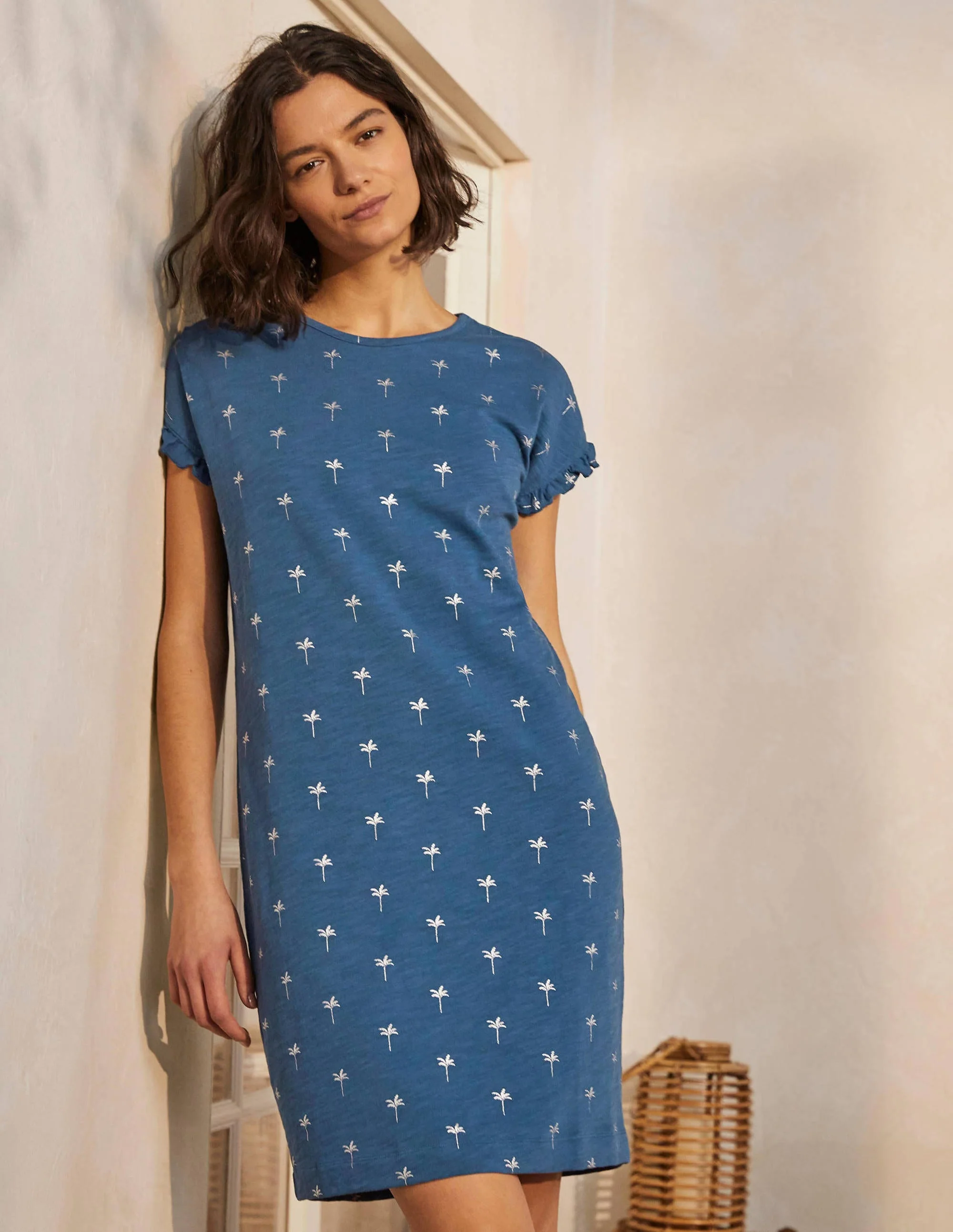 Faye Jersey T-shirt Dress-Aircraft, Rainforest Stamp