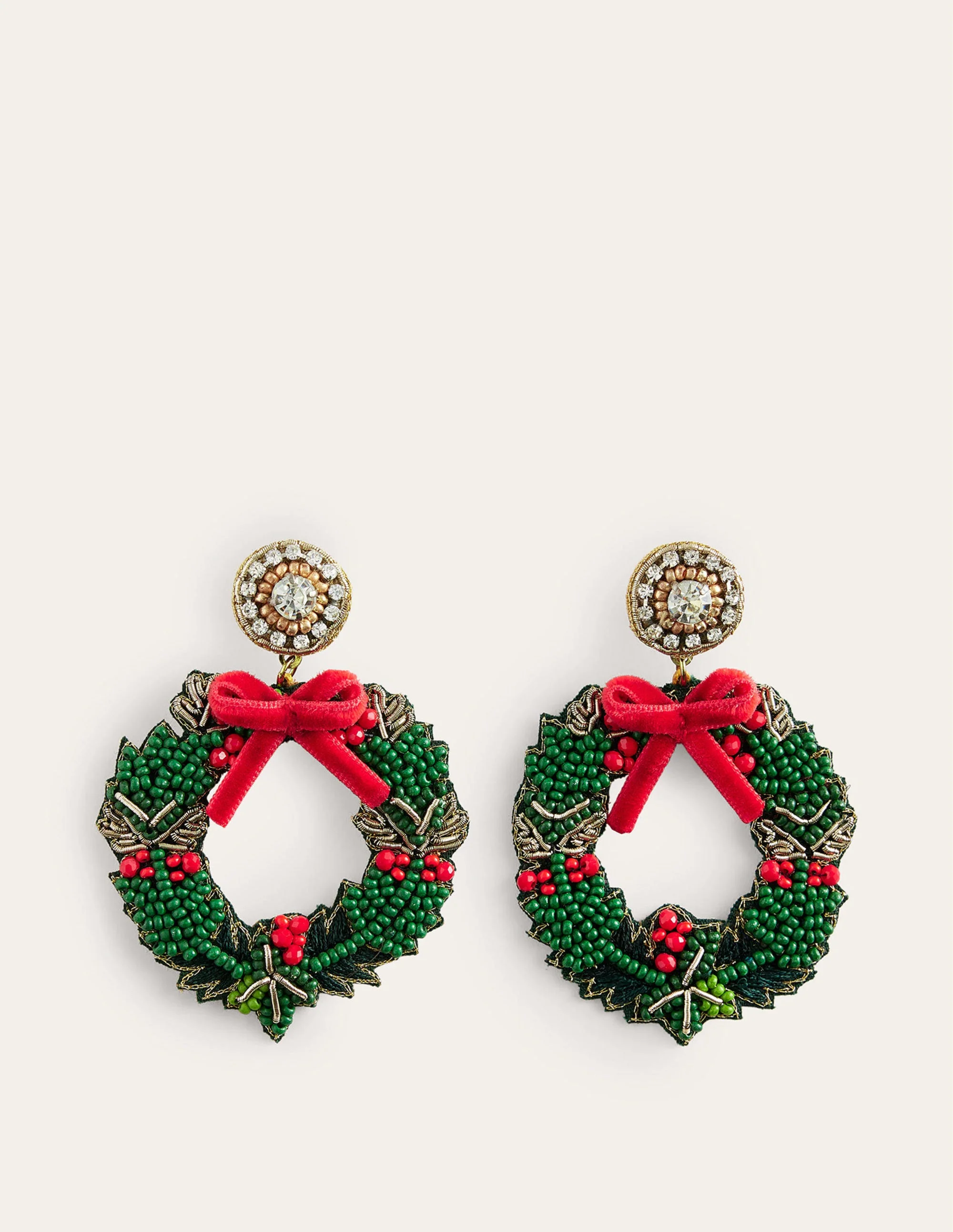 Festive Embellished Earrings-Wreath - Image 2