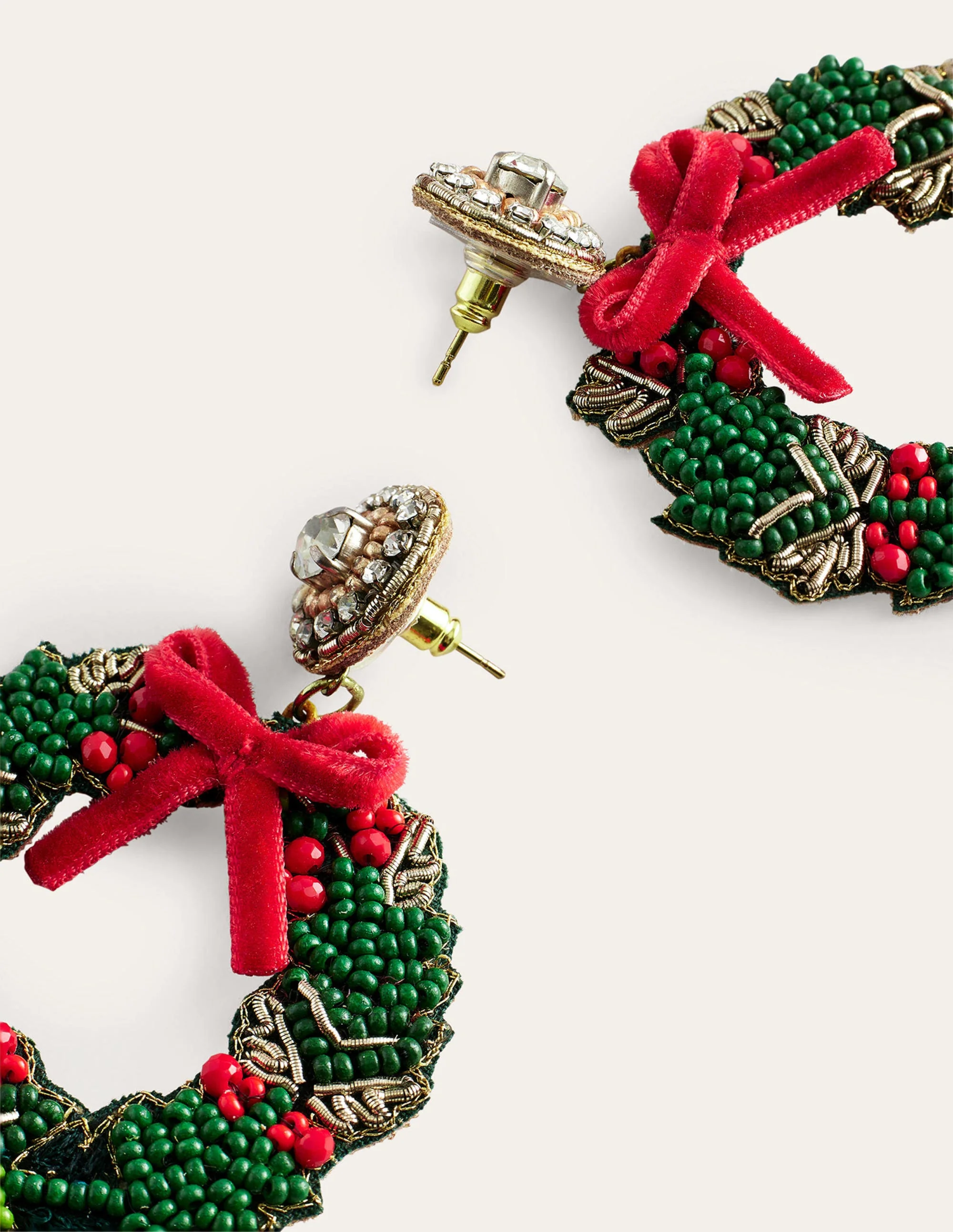 Festive Embellished Earrings-Wreath - Image 3