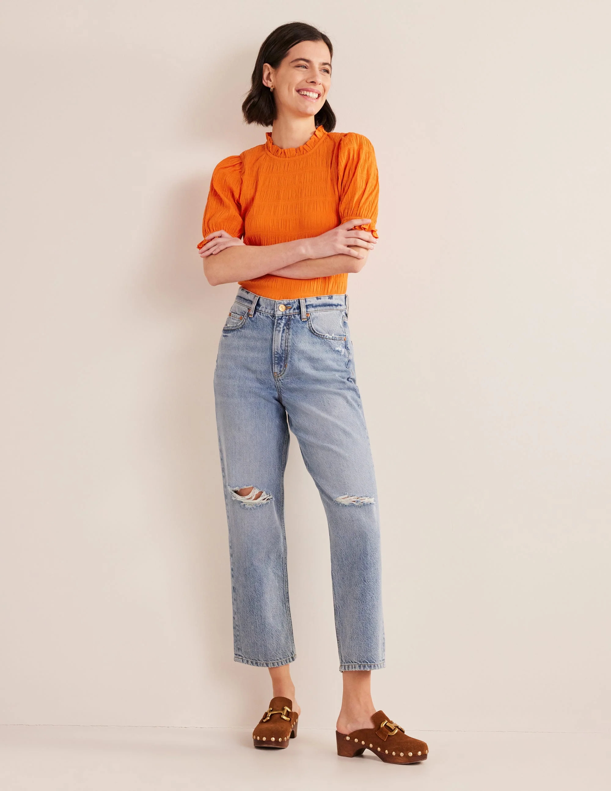 Fitted Textured Top-Vermillion Red - Image 4