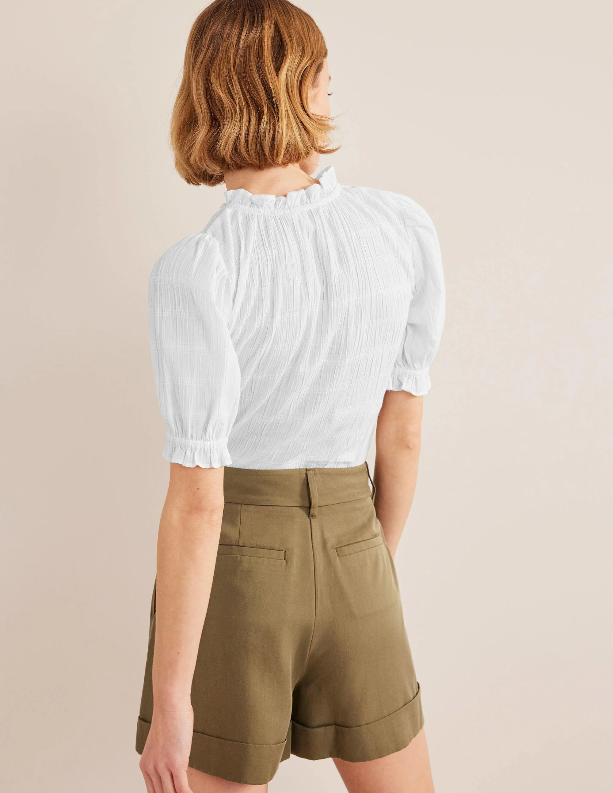 Fitted Textured Top-White - Image 3