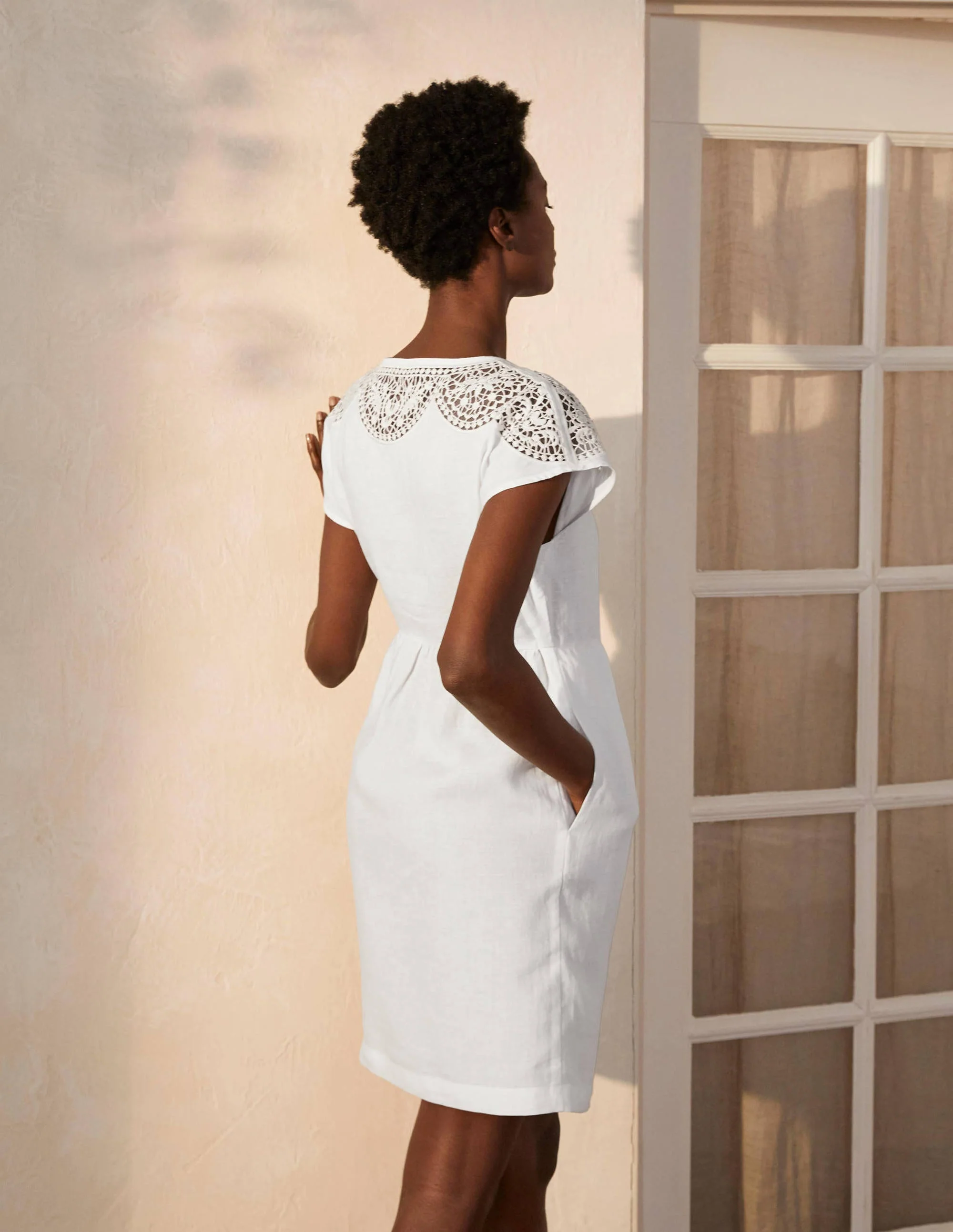 Fleur Embroidered Linen Dress-White - Image 2
