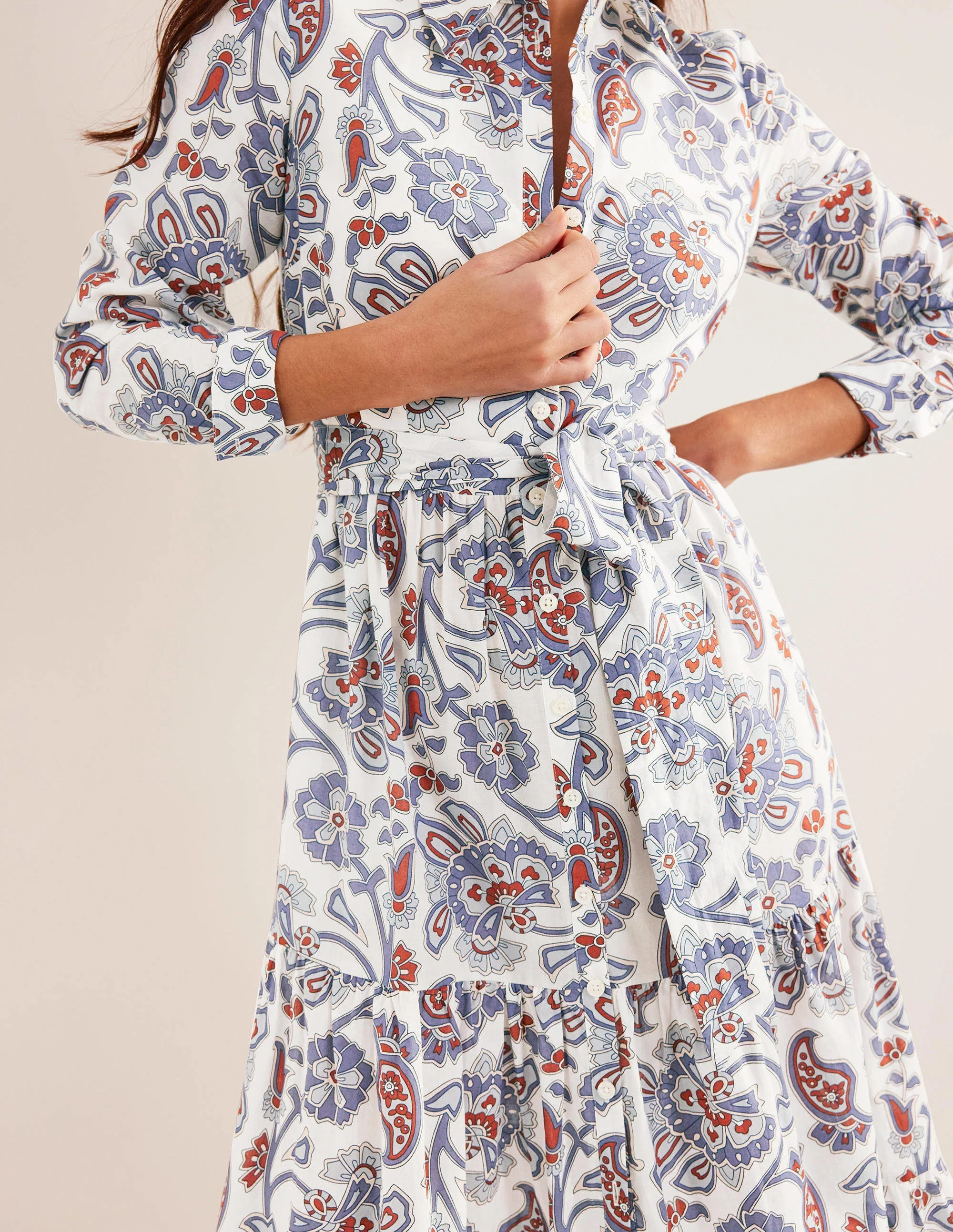 Flo Cotton Midi Shirt Dress-Nightshadow Blue - Image 3