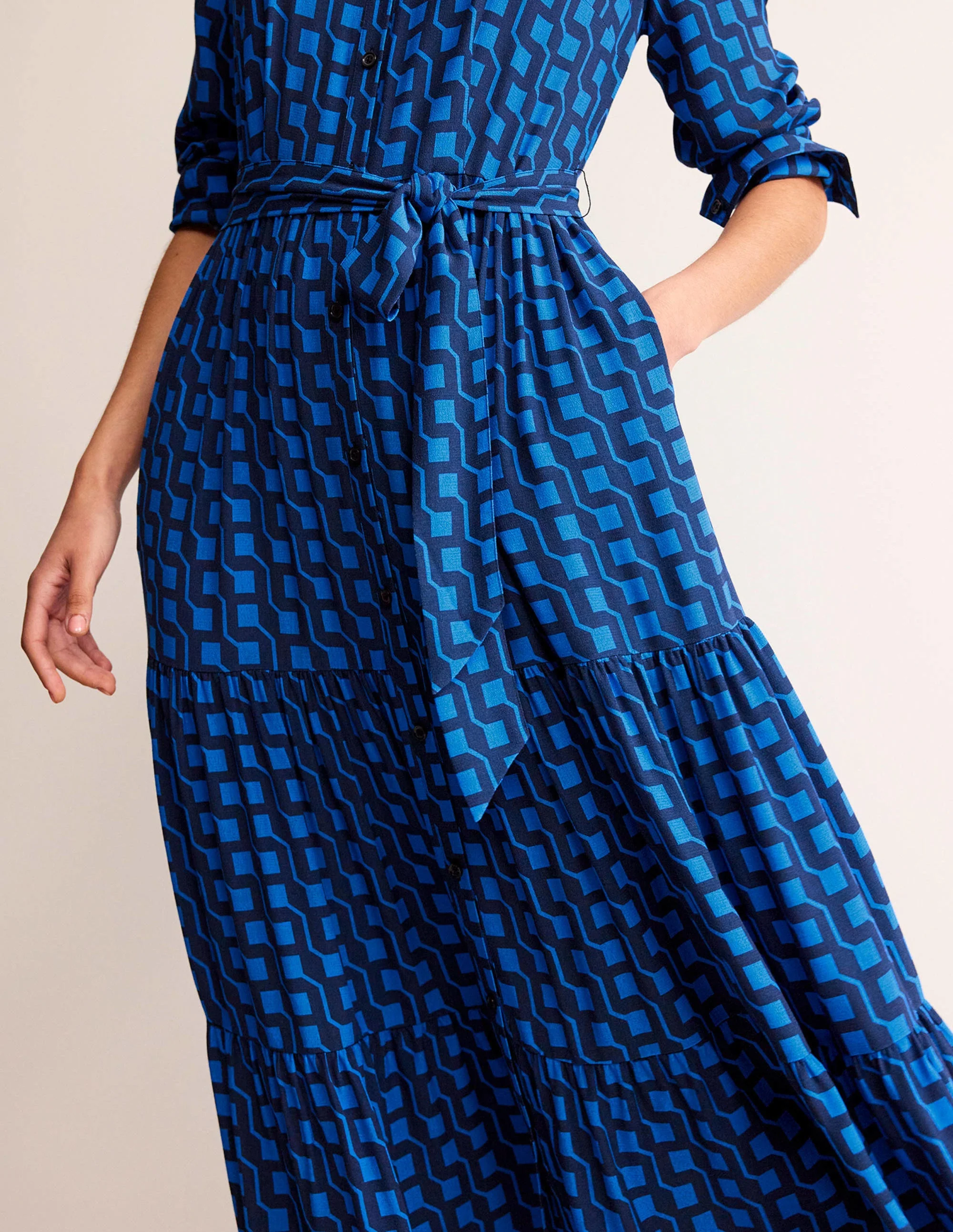 Flo Midi Shirt Dress-Bright Cobalt, Cube Geo - Image 2