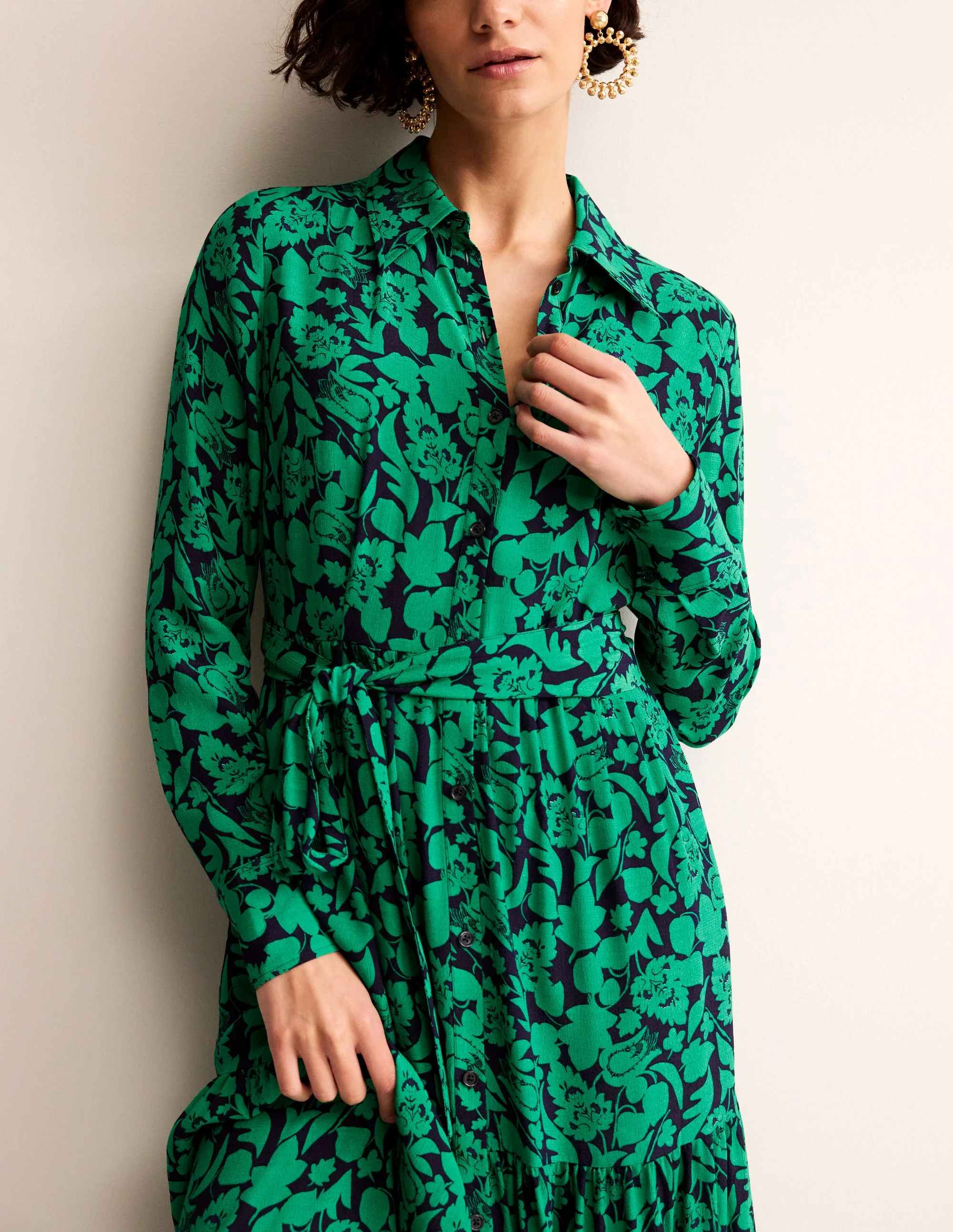 Flo Midi Shirt Dress-Meadow Green, Tulip Bloom - Image 2
