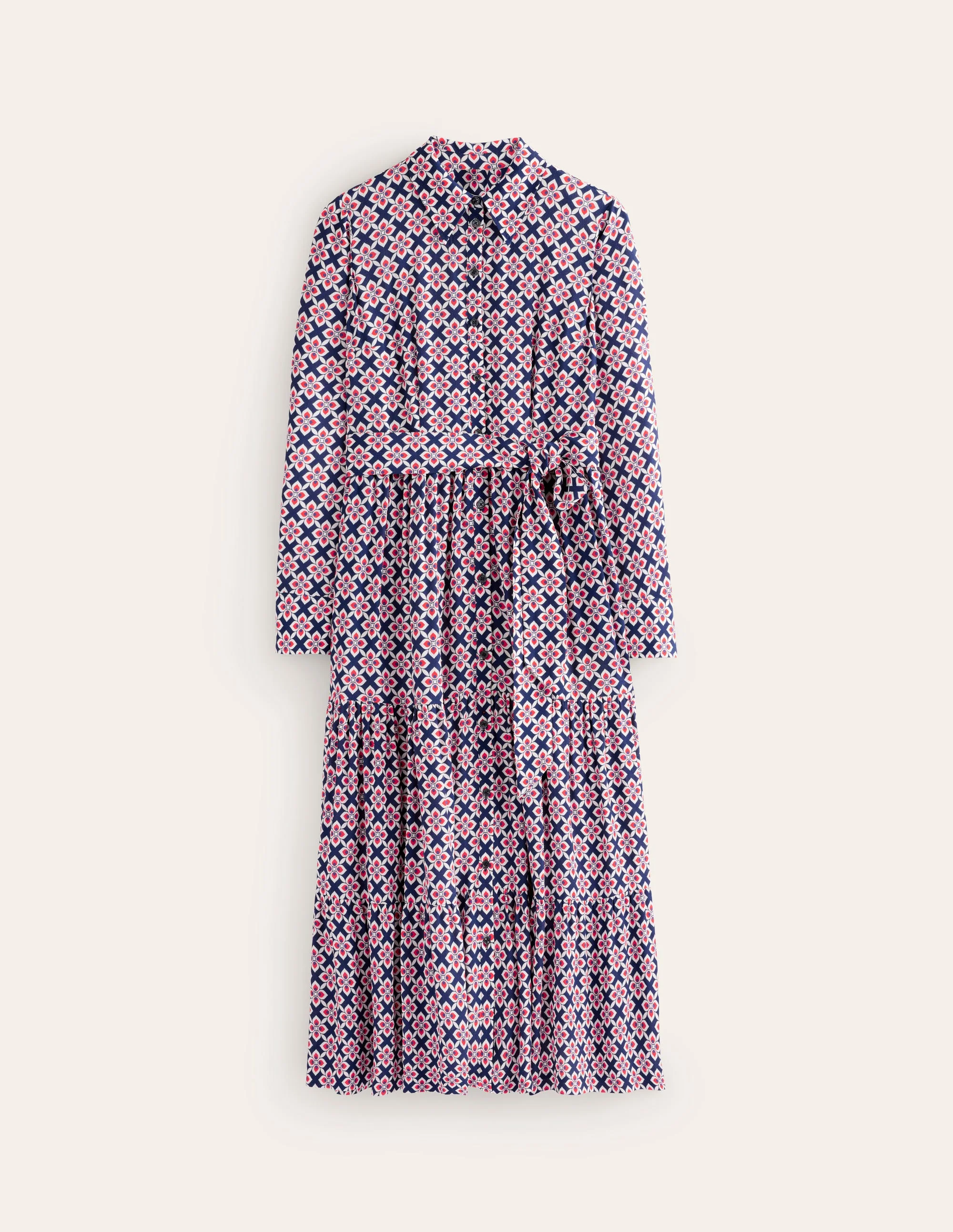 Flo Midi Shirt Dress-Poppy Red, Diamond Floral - Image 5