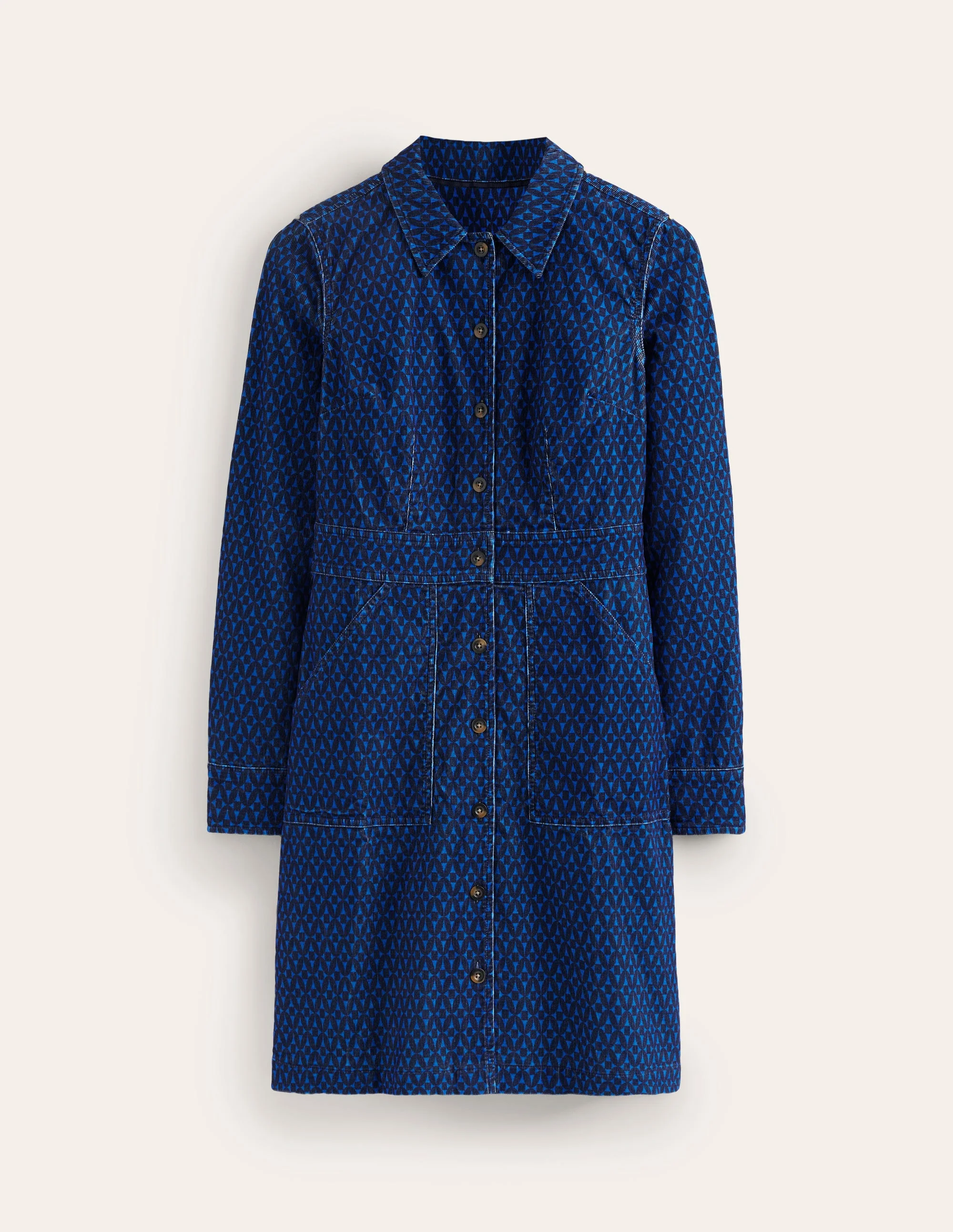 Flora Cord Shirt Dress-Blue, Diamond Trellis - Image 5