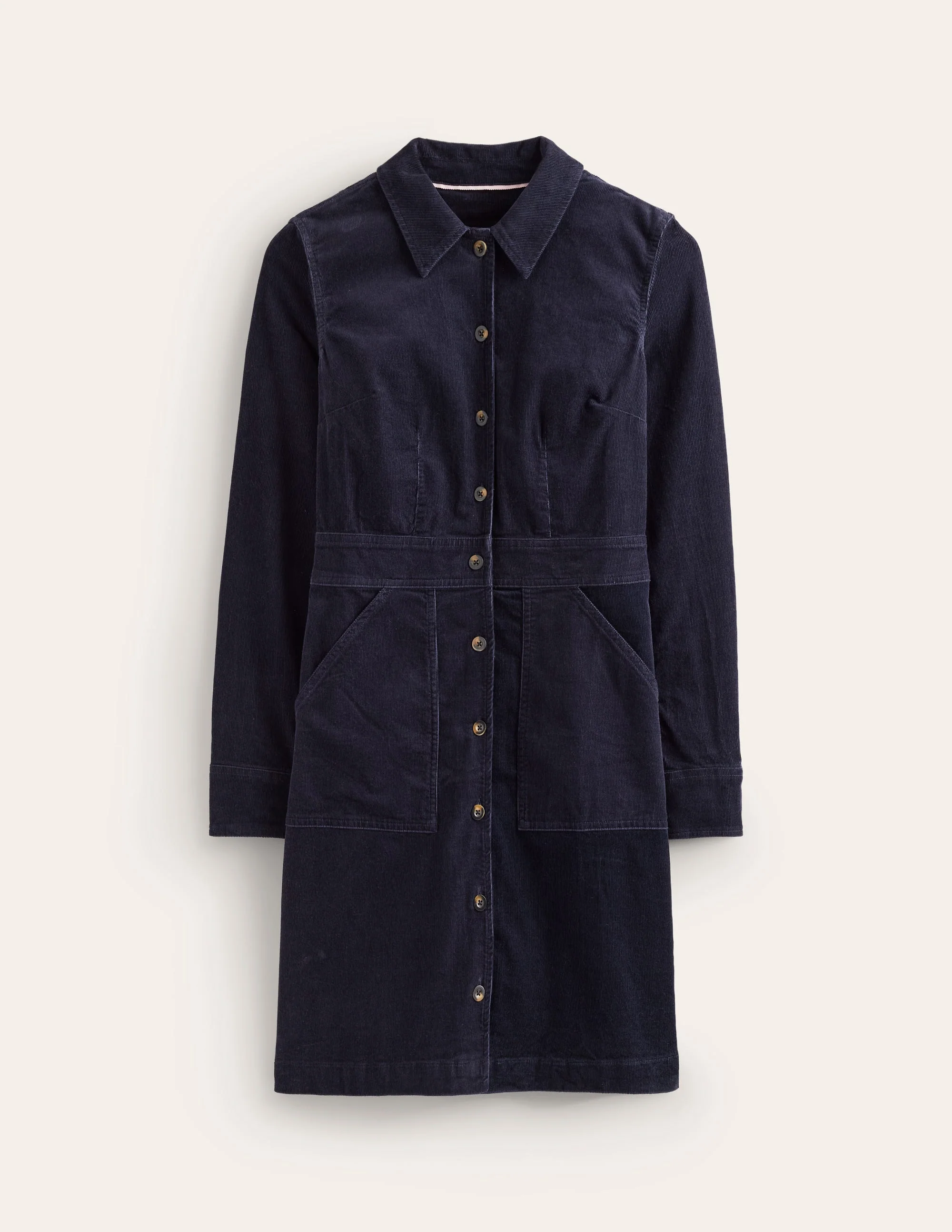 Flora Cord Shirt Dress-Navy - Image 5
