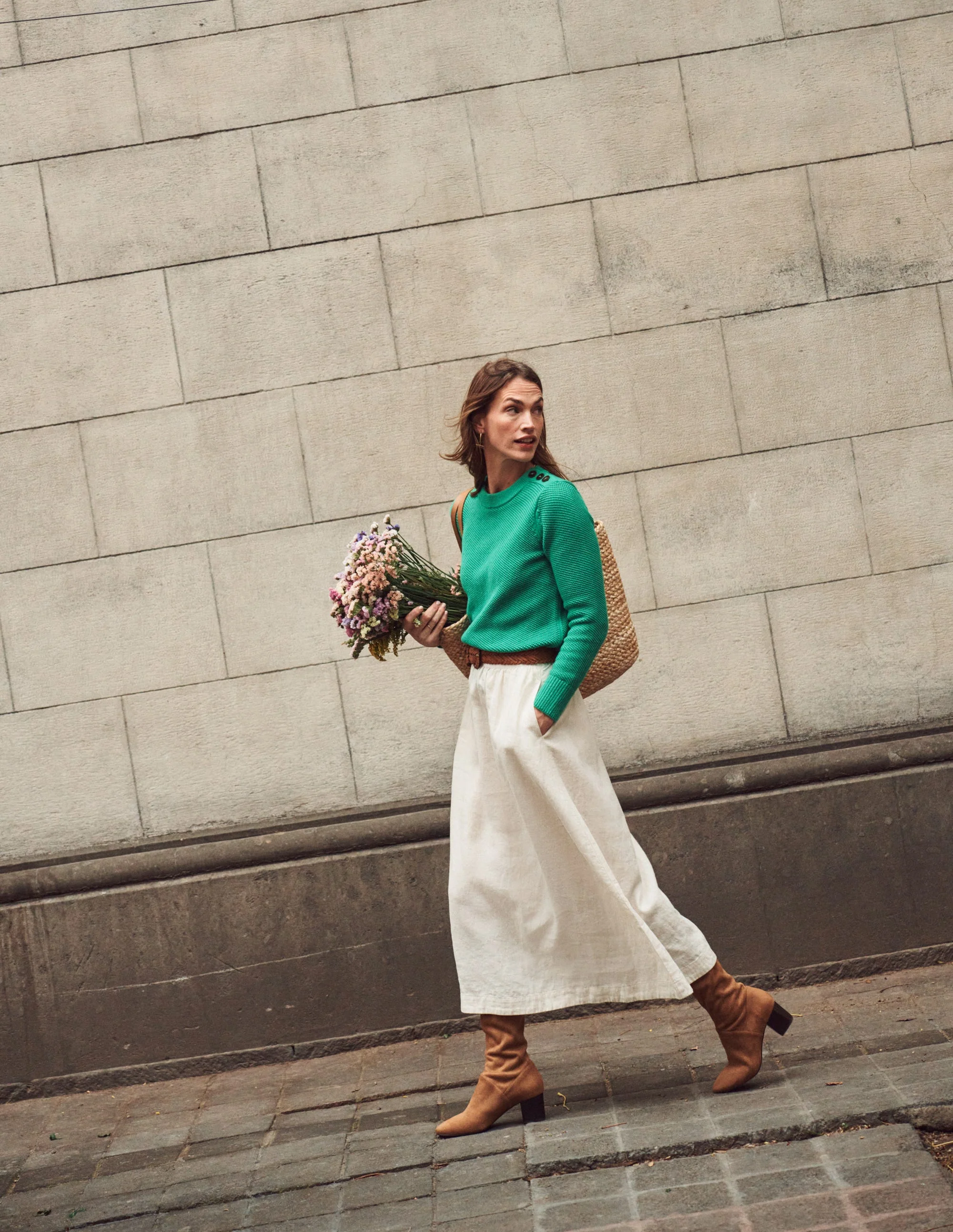 Florence Linen Midi Skirt-Ecru - Image 5