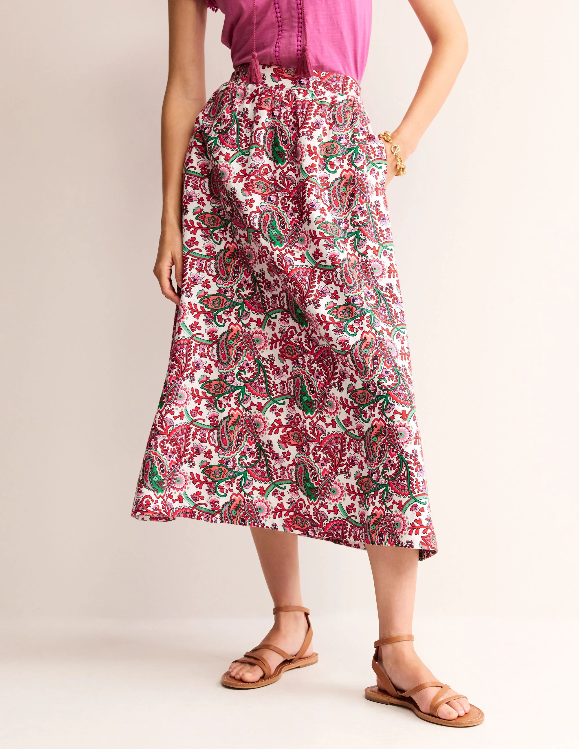 Florence Linen Midi Skirt-Ivory, Fantastical - Image 4
