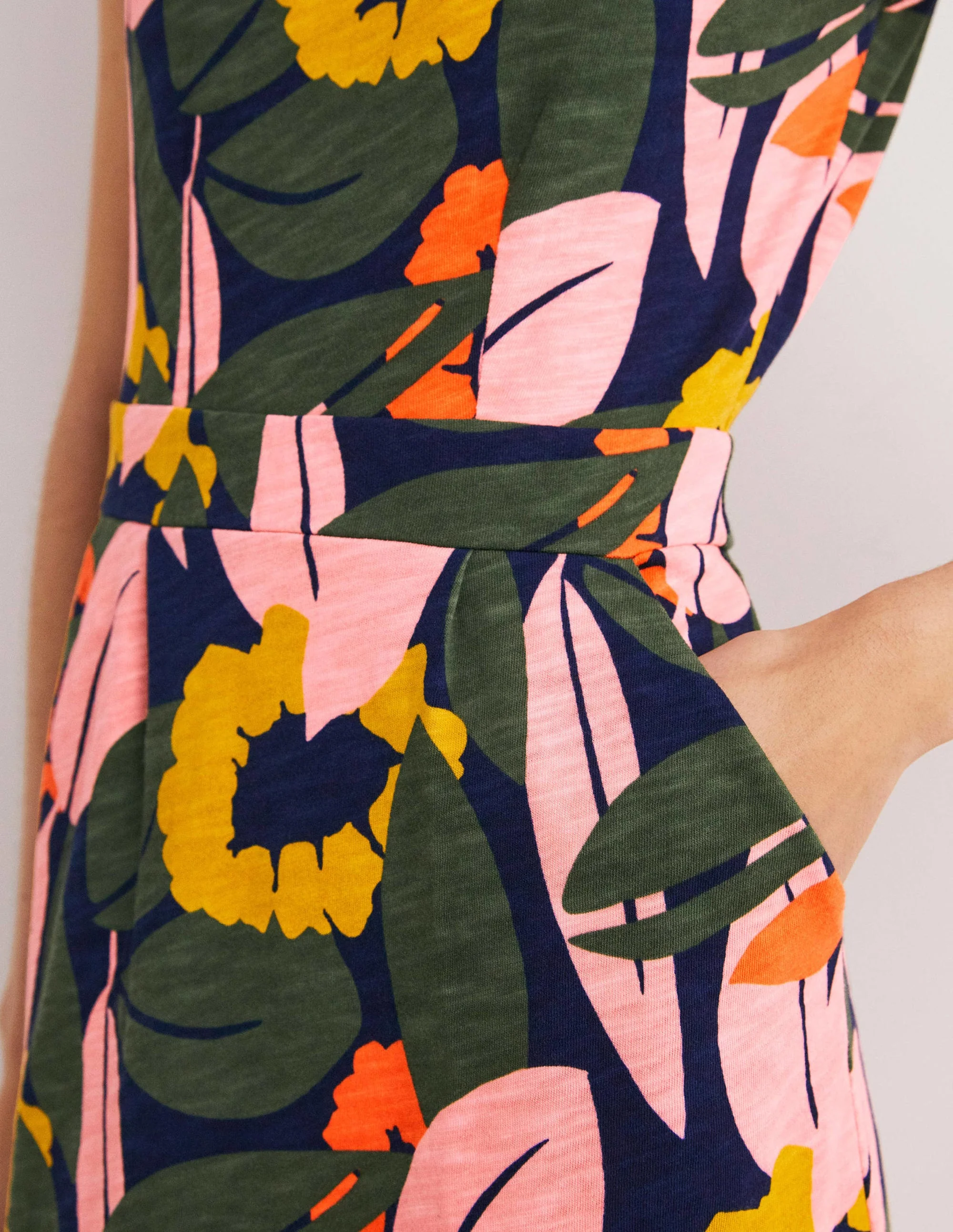Florrie Jersey Dress-French Navy, Abstract Bloom - Image 3