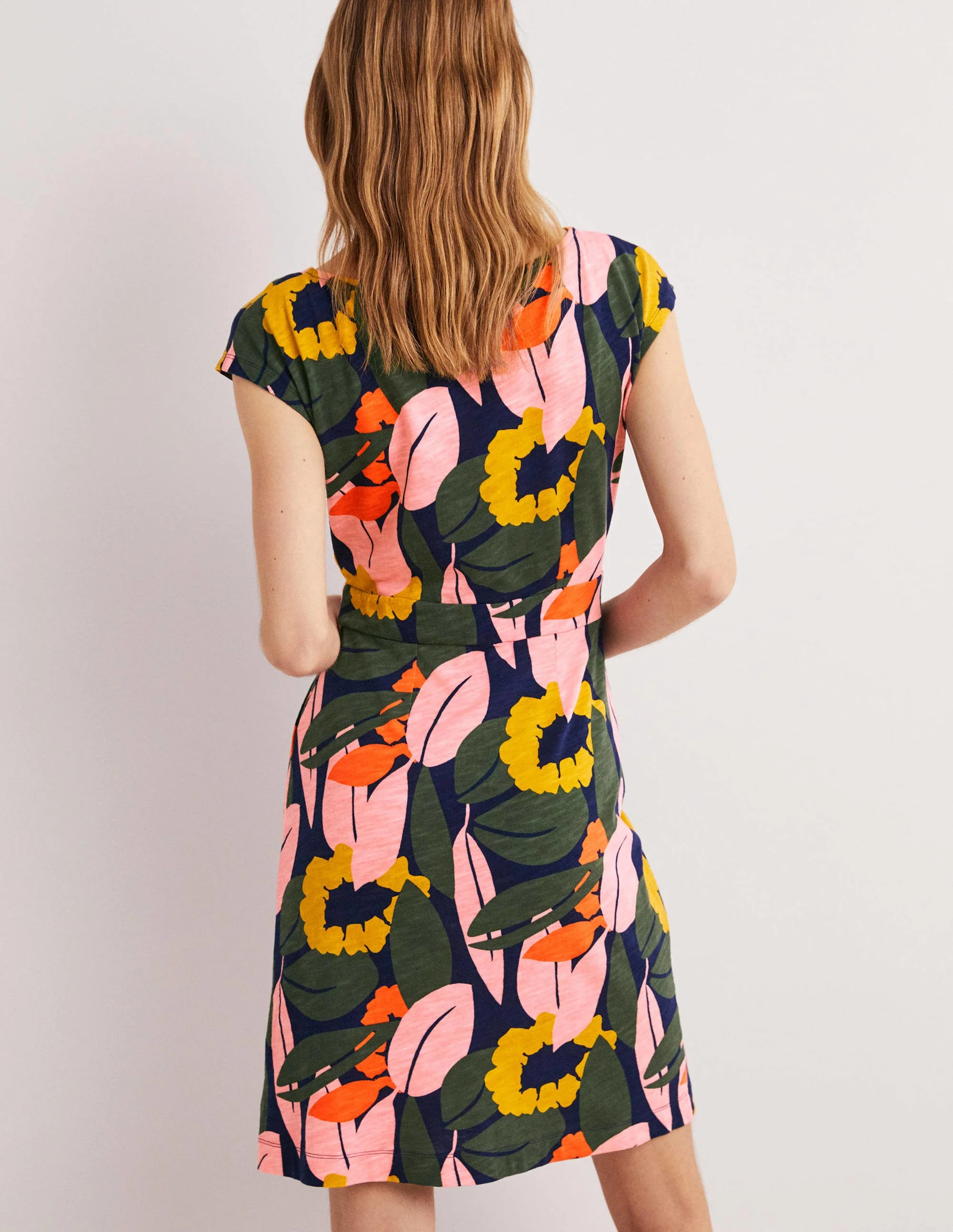 Florrie Jersey Dress-French Navy, Abstract Bloom - Image 4