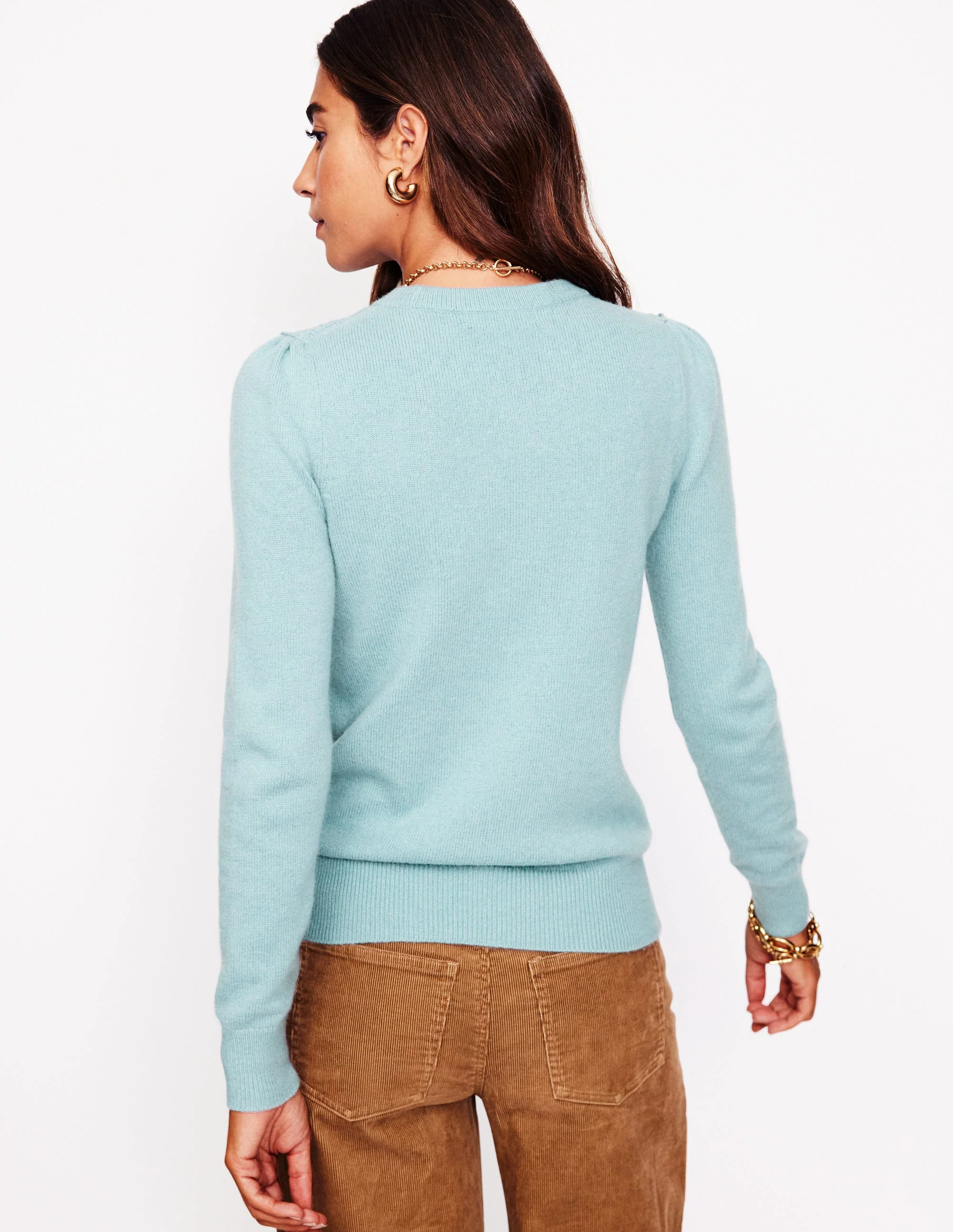 Flower Motif Sweater-Seamist Blue Melange - Image 3