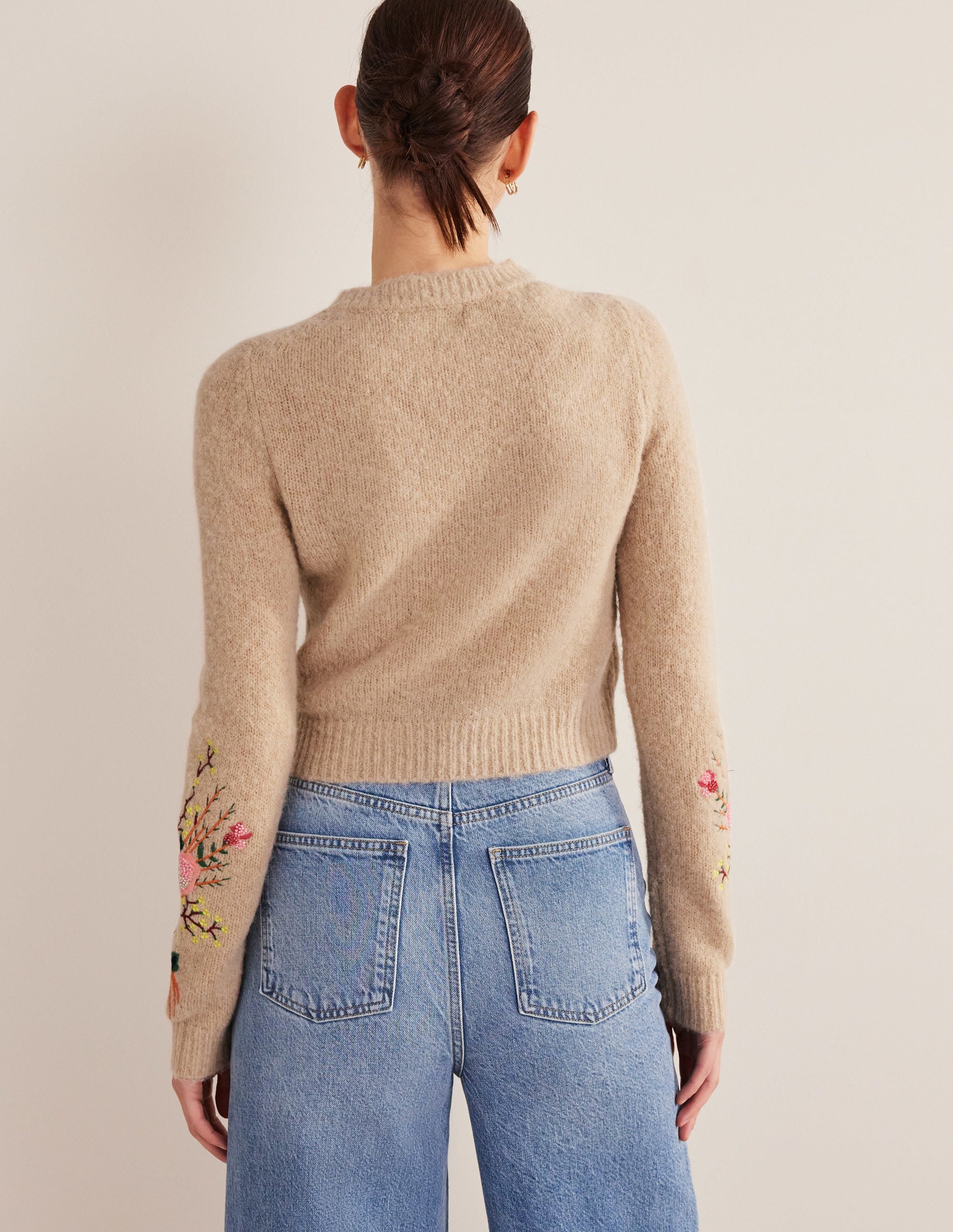 Fluffy Floral Detail Sweater-Chinchilla Melange Floral - Image 3