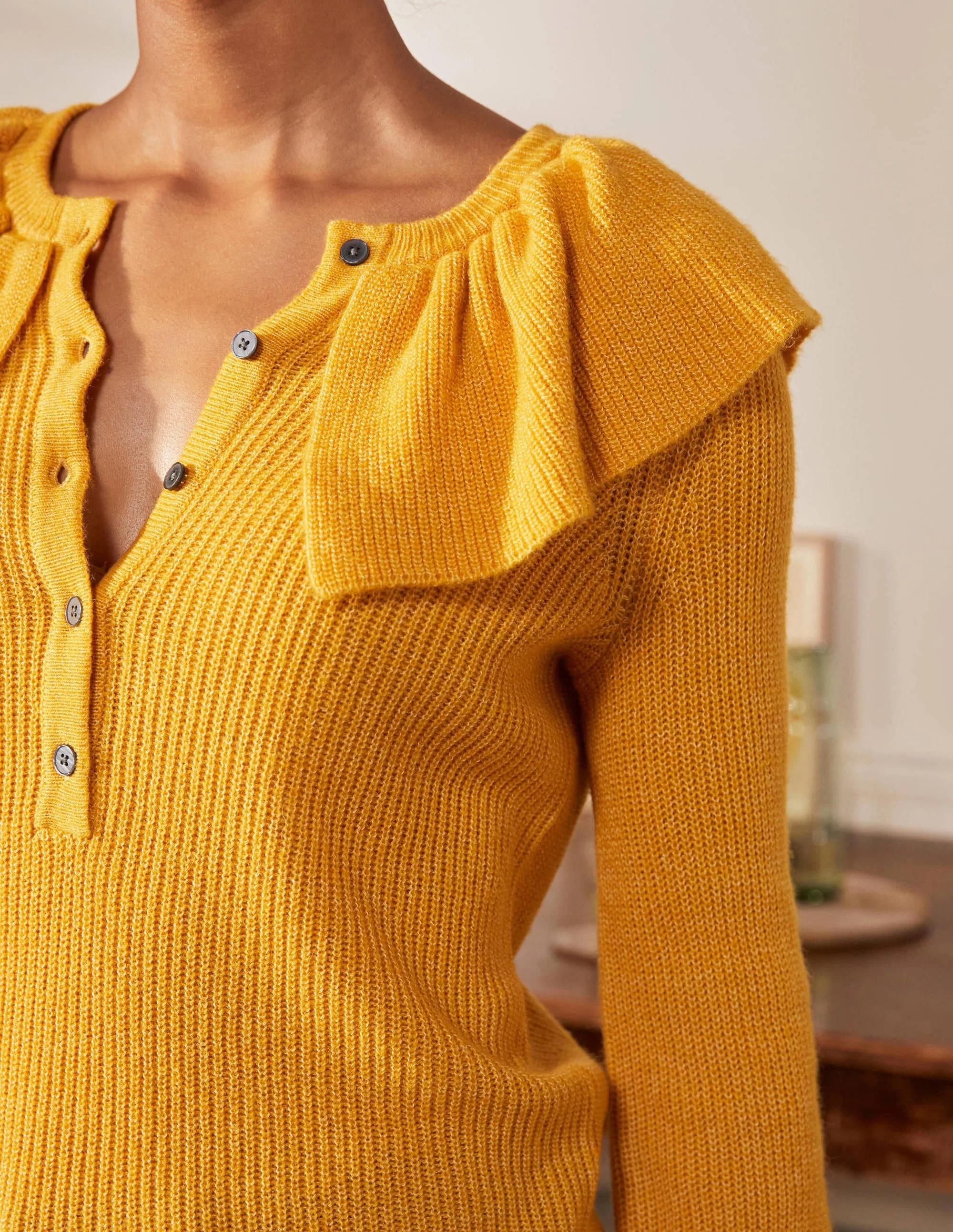 Fluffy Frill Collar Sweater-Tuscan Sun - Image 2