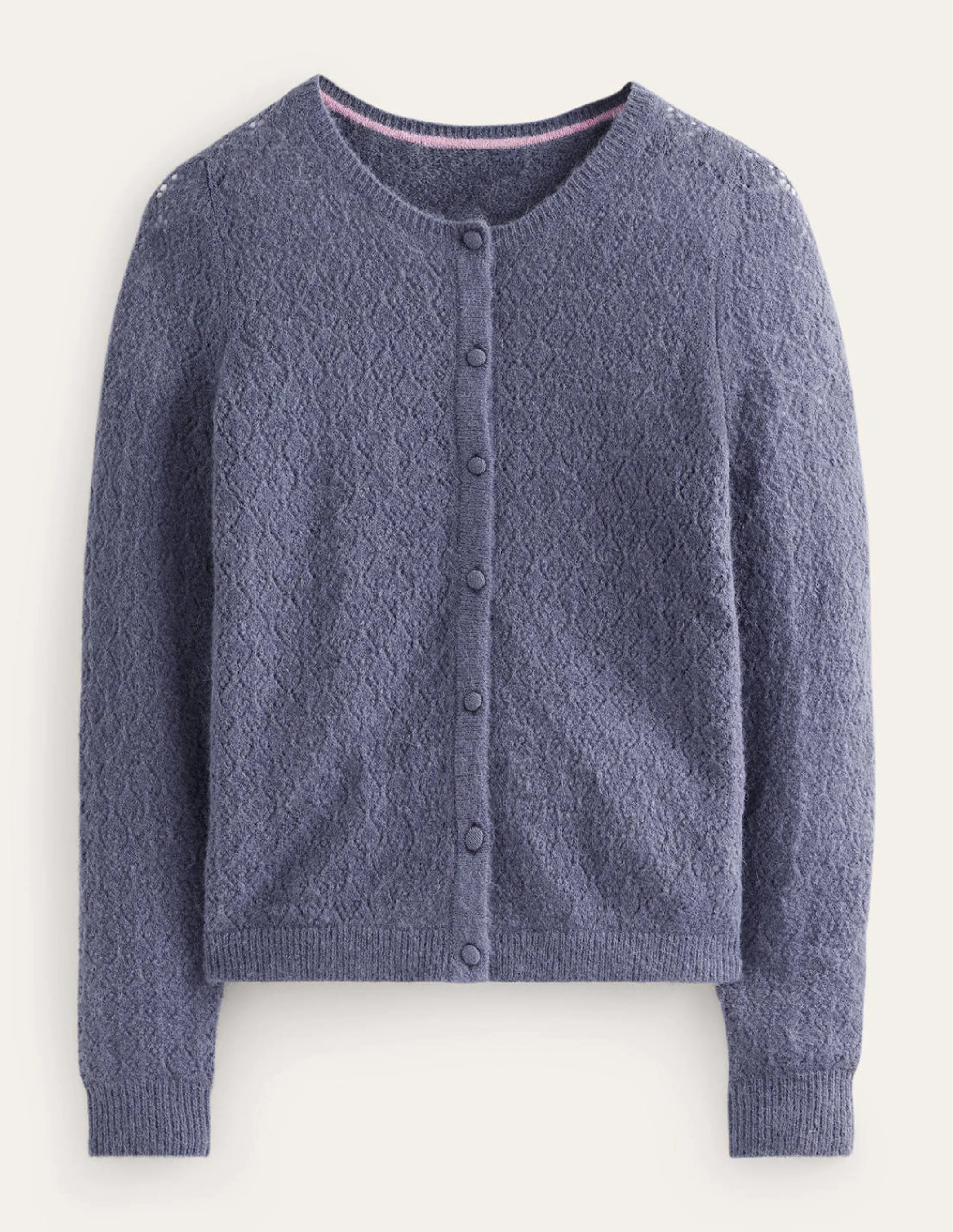 Fluffy Pointelle Cardigan-Nightshadow Blue - Image 5