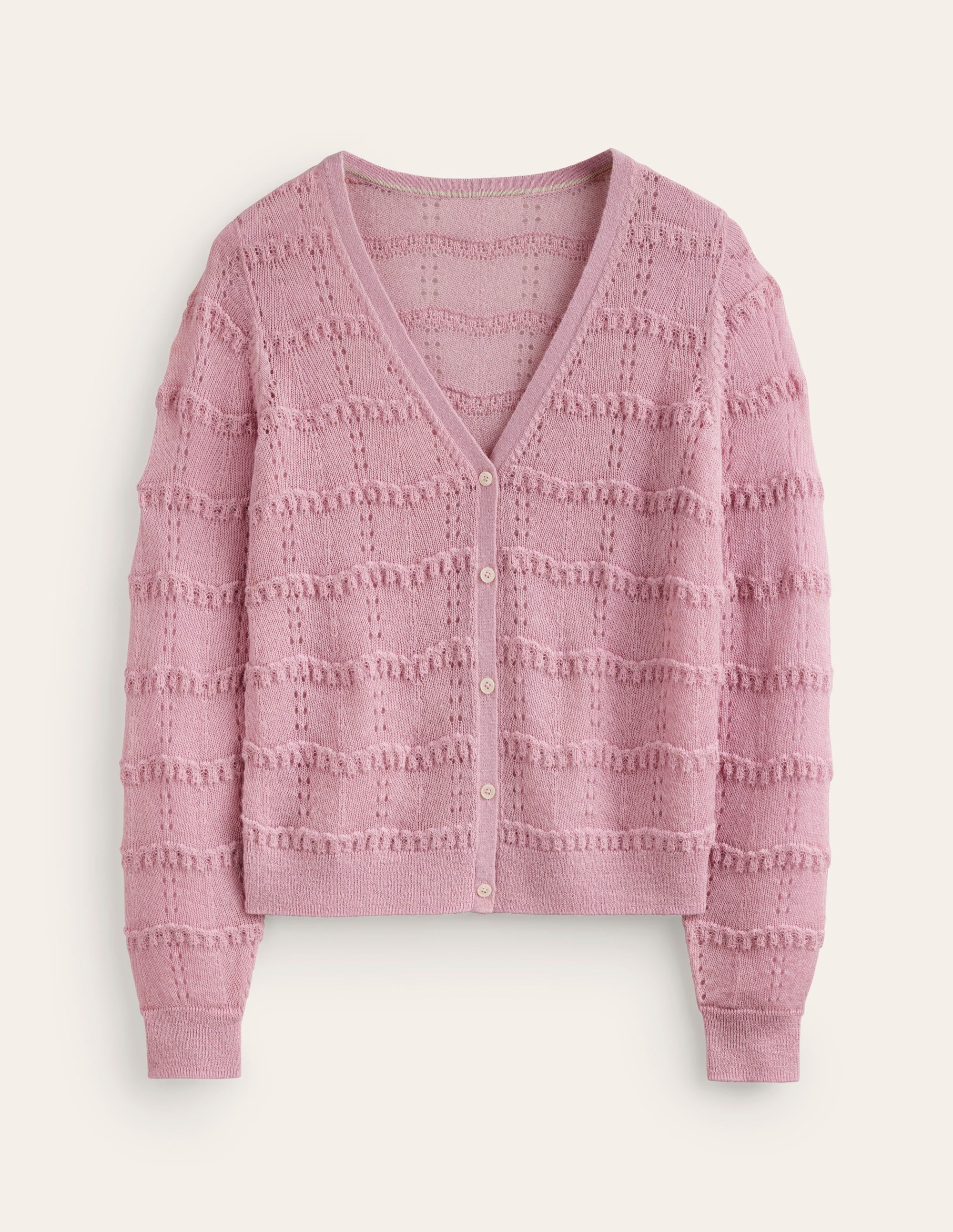 Fluffy Pointelle Cardigan-Spring Blossom Pink - Image 5