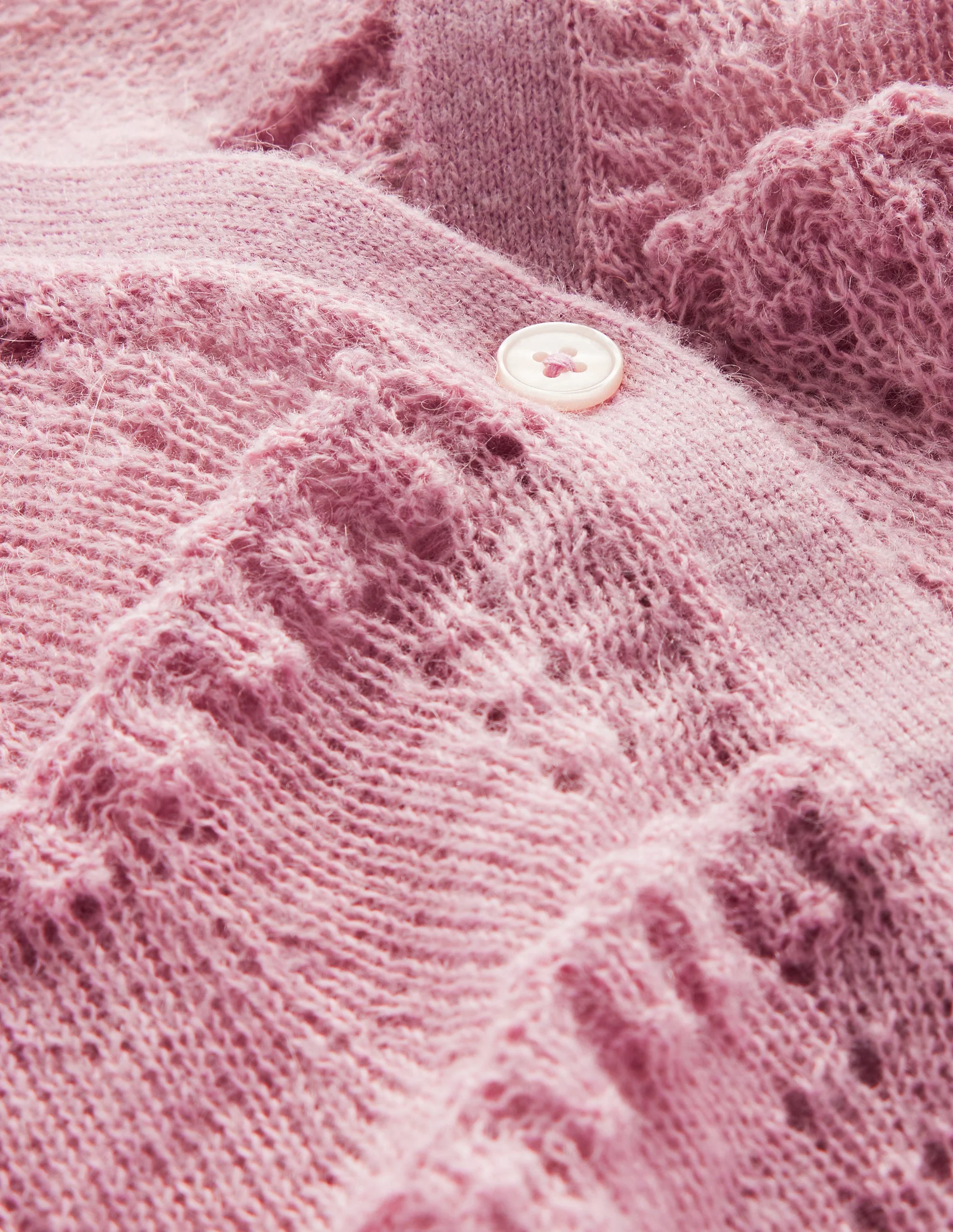 Fluffy Pointelle Cardigan-Spring Blossom Pink - Image 6